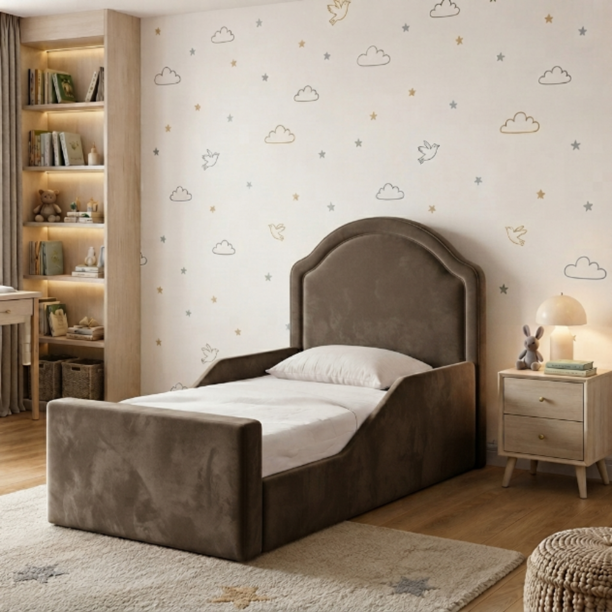 Arched Crown Ottoman Kids Bed