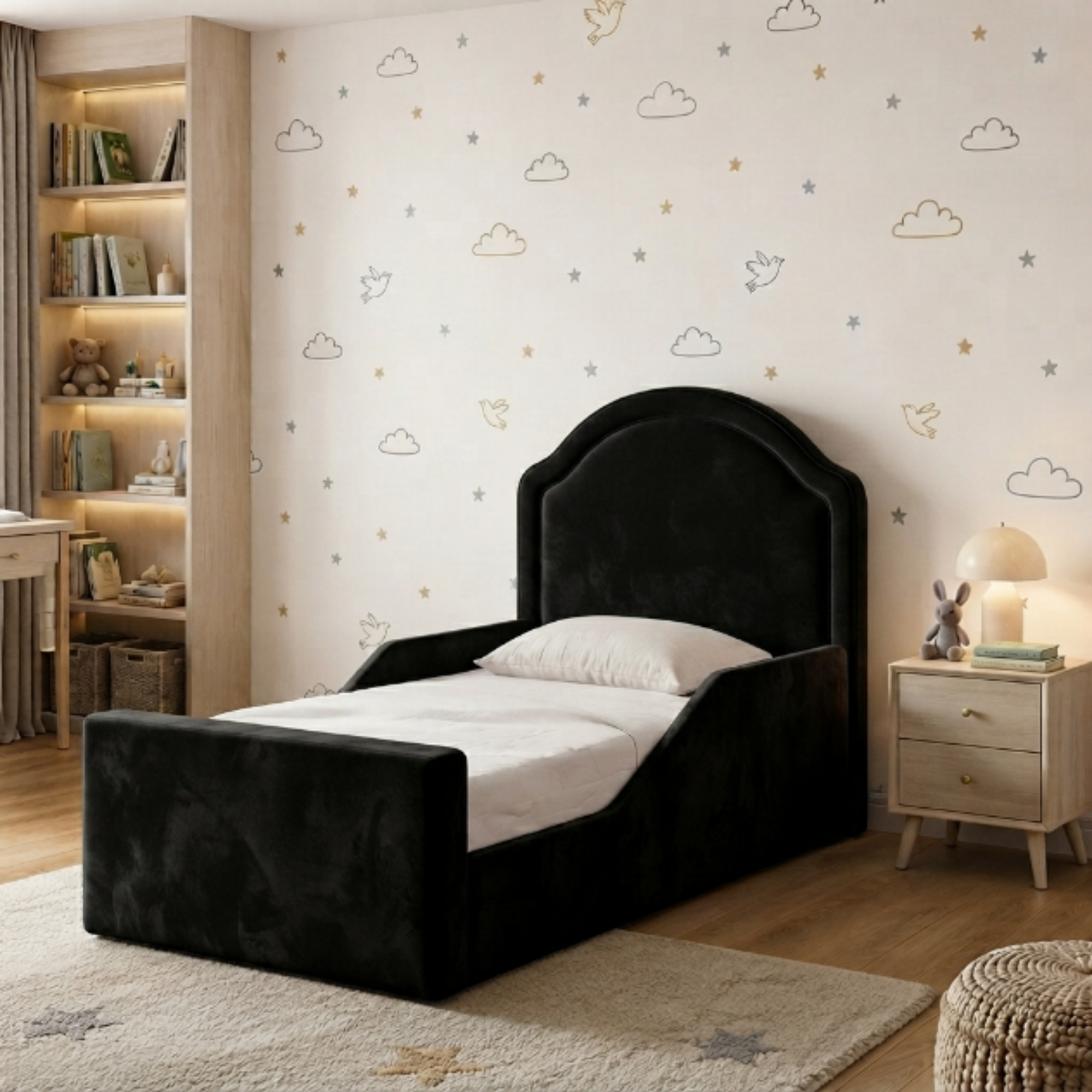Arched Crown Ottoman Kids Bed