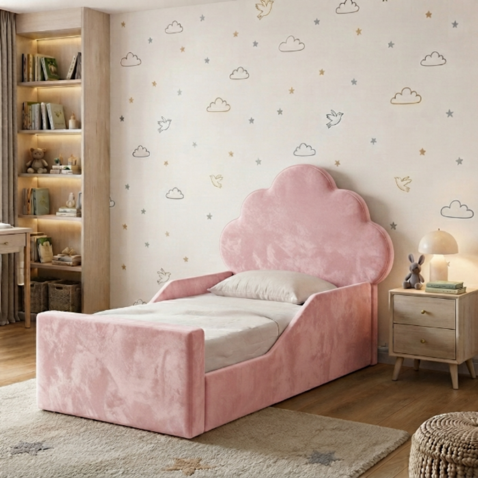 Cloud Shaped Scalloped Ottoman Kids Bed