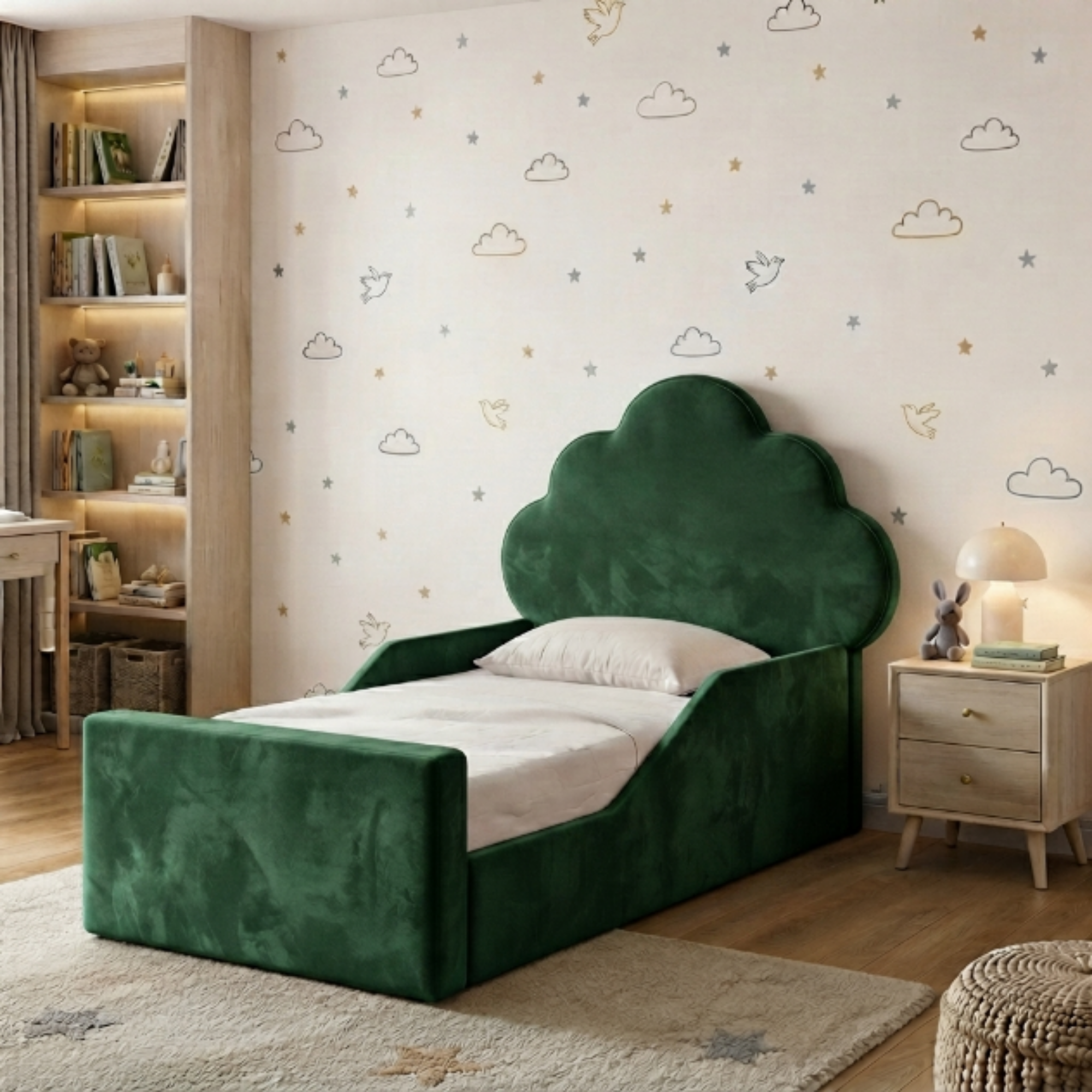 Cloud Shaped Scalloped Ottoman Kids Bed