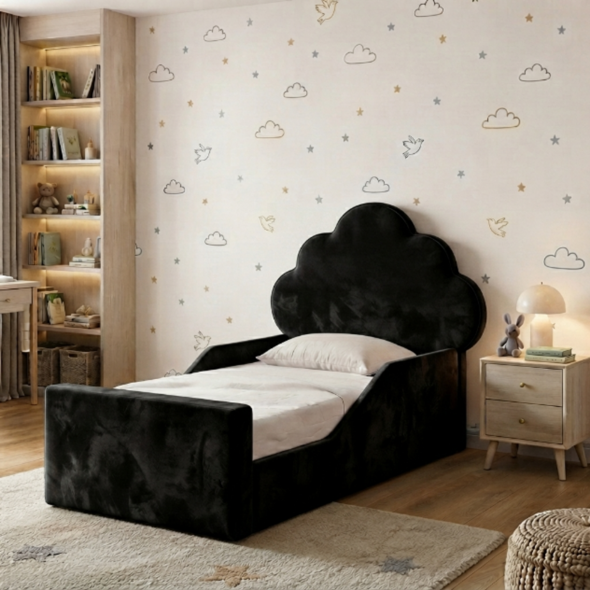Cloud Shaped Scalloped Ottoman Kids Bed