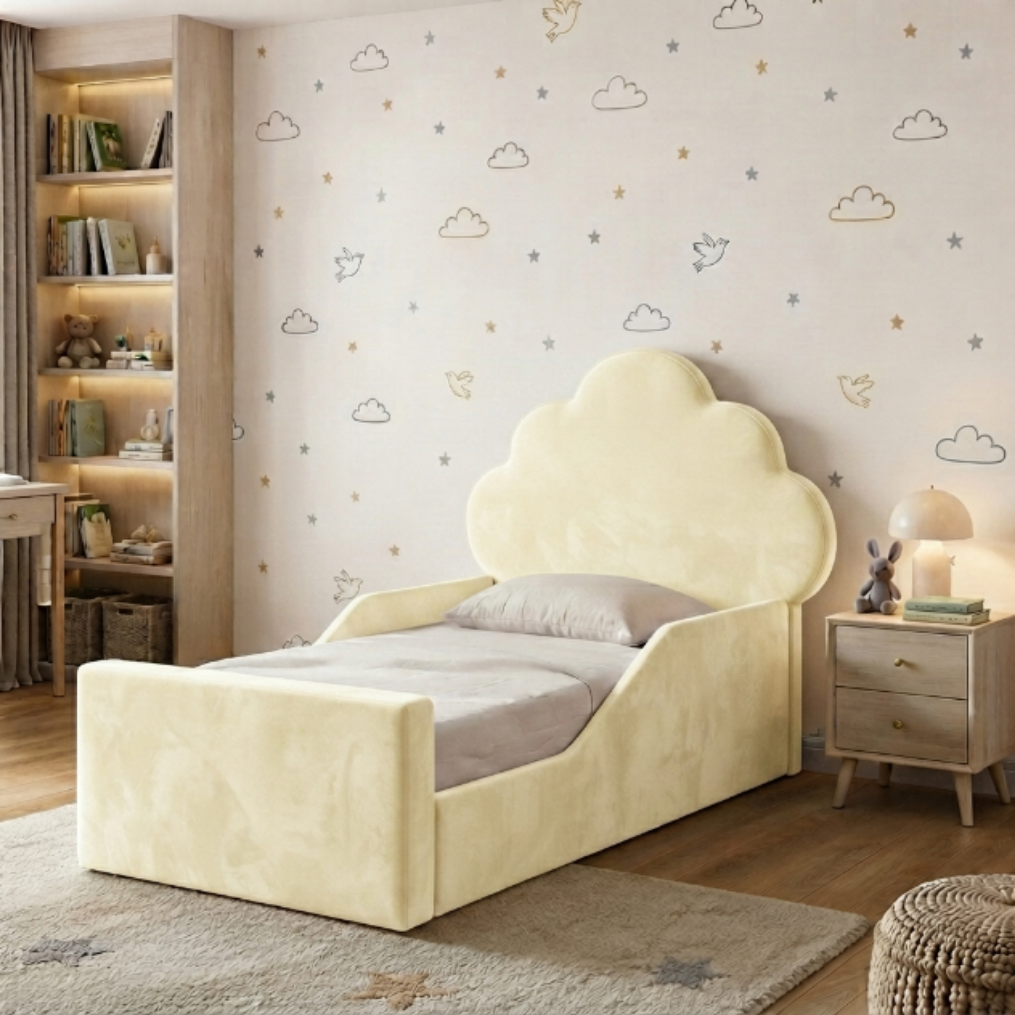 Cloud Shaped Scalloped Ottoman Kids Bed