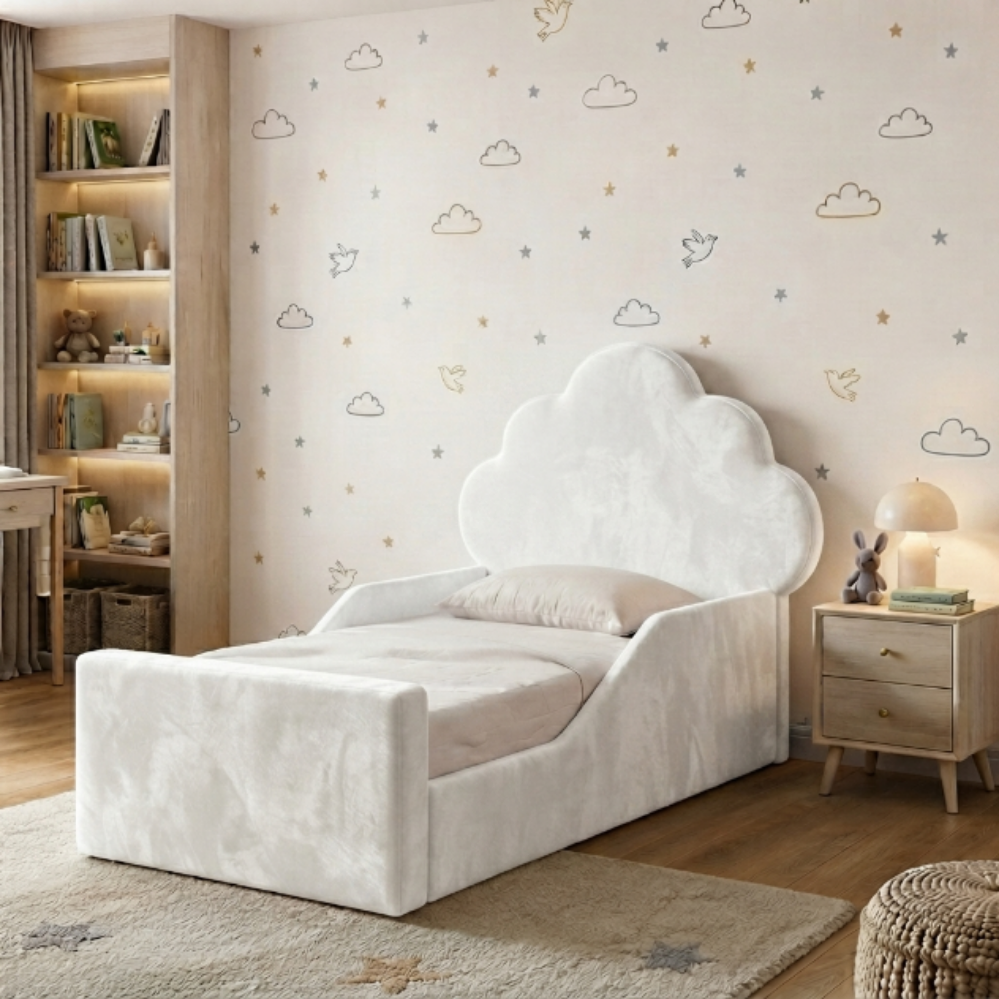 Cloud Shaped Scalloped Ottoman Kids Bed