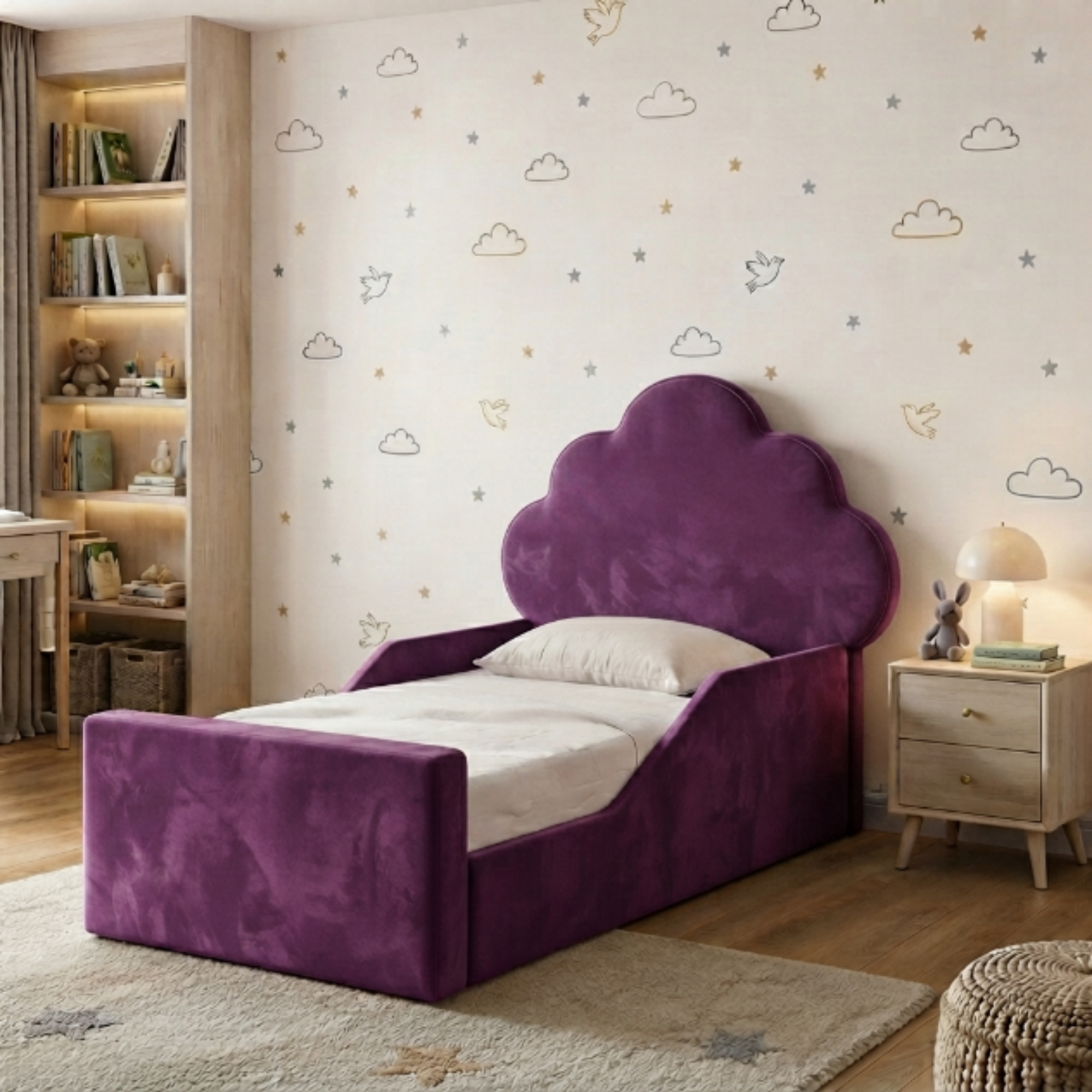 Cloud Shaped Scalloped Ottoman Kids Bed