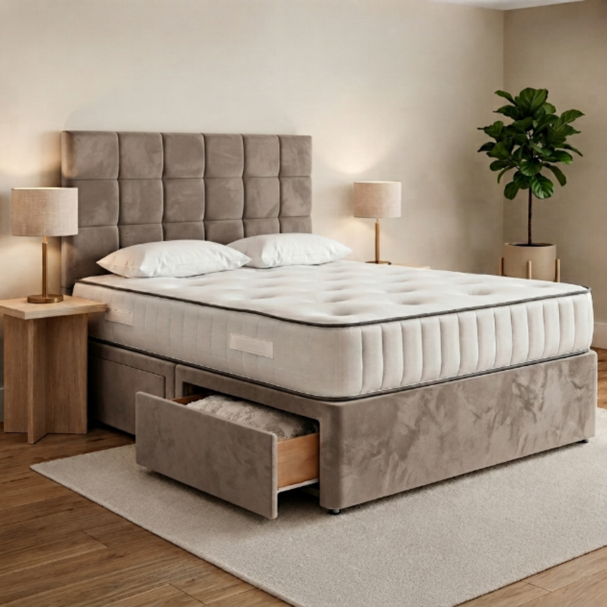 Square Panel Divan Bed