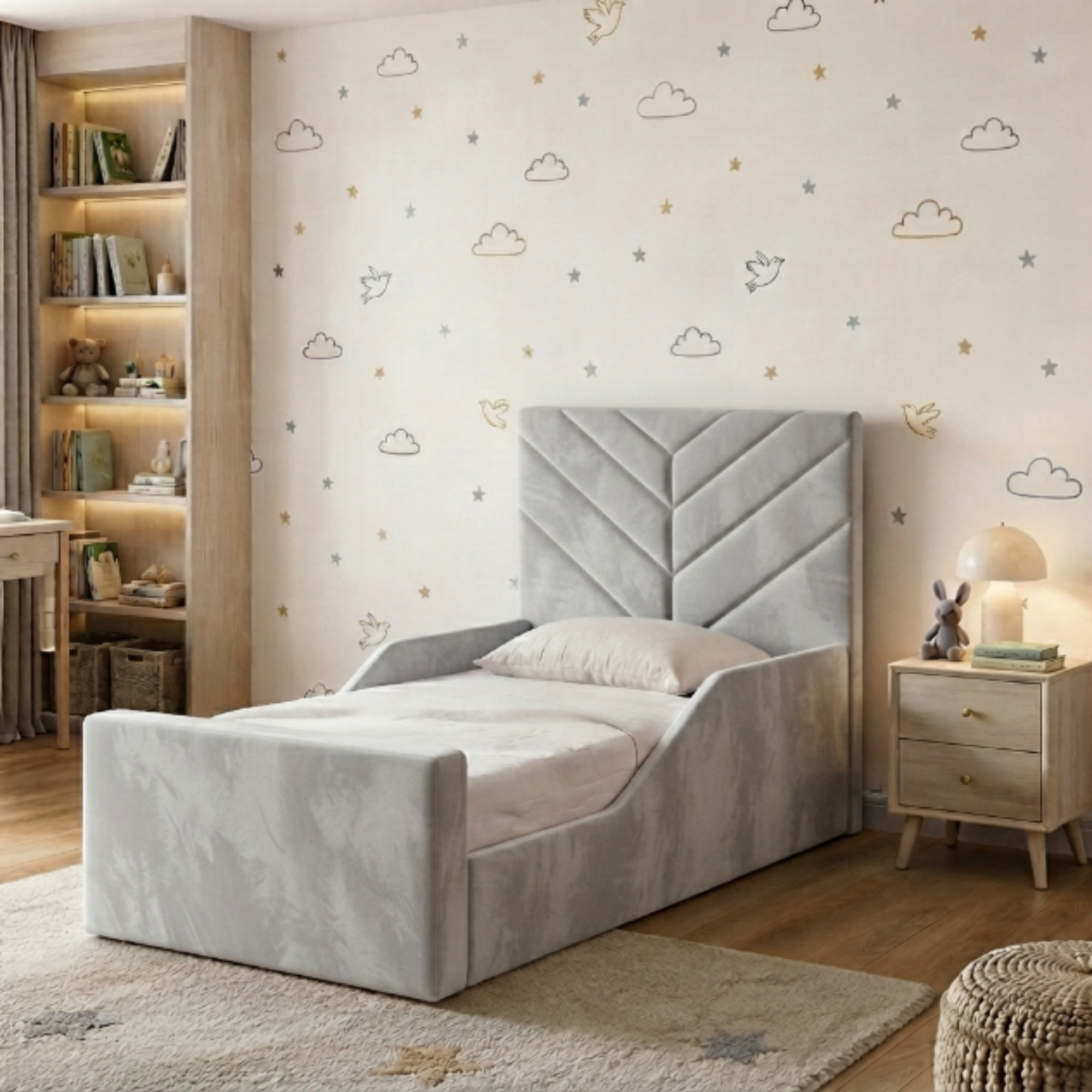Chevron Panel Ottoman Kids Bed