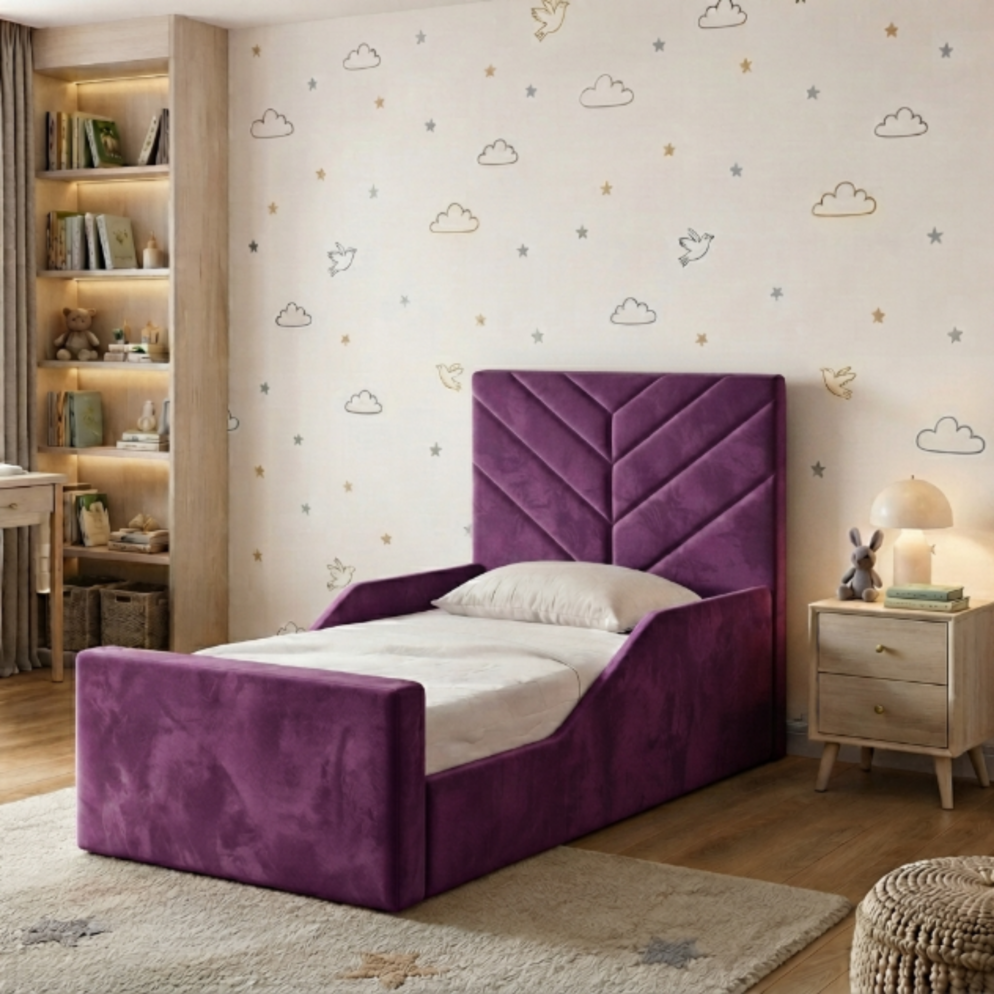 Chevron Panel Ottoman Kids Bed