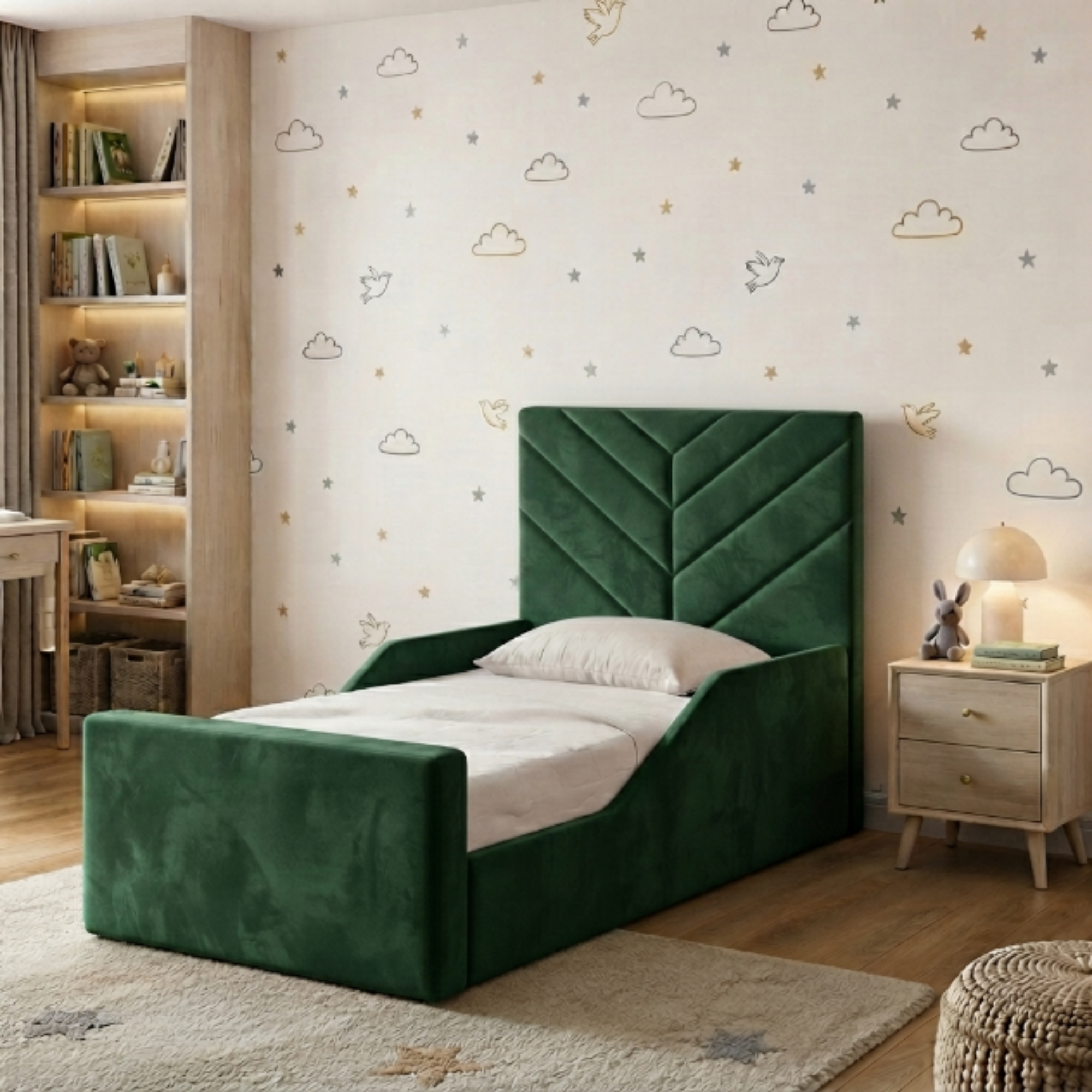 Chevron Panel Ottoman Kids Bed