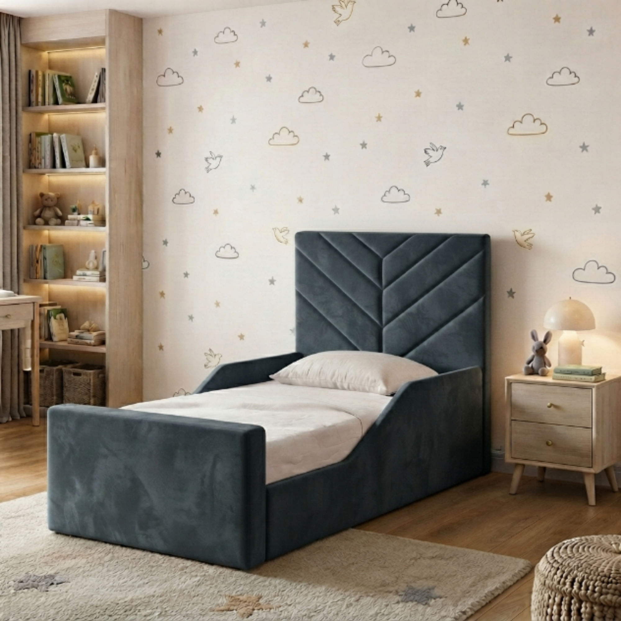 Chevron Panel Ottoman Kids Bed