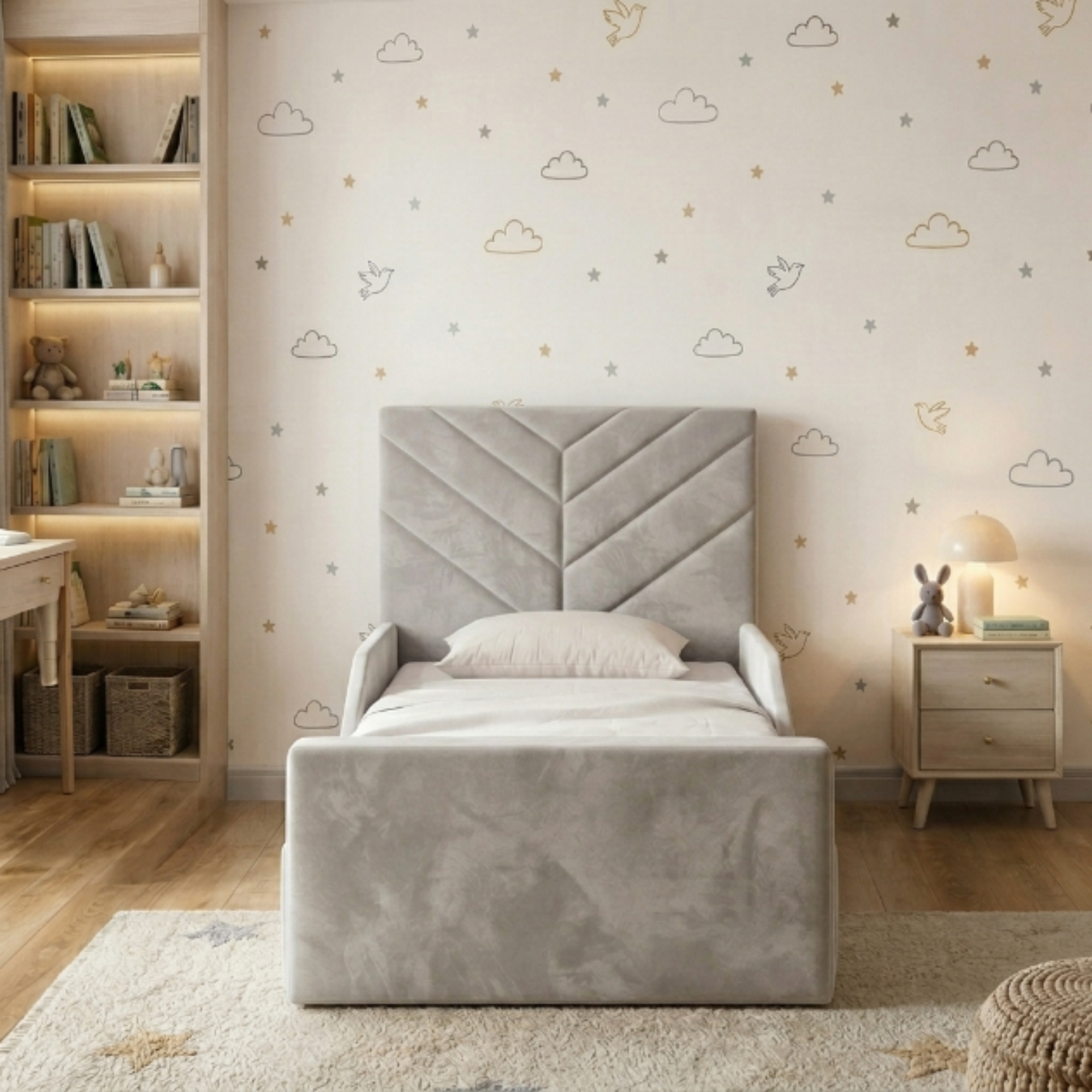 Chevron Panel Ottoman Kids Bed