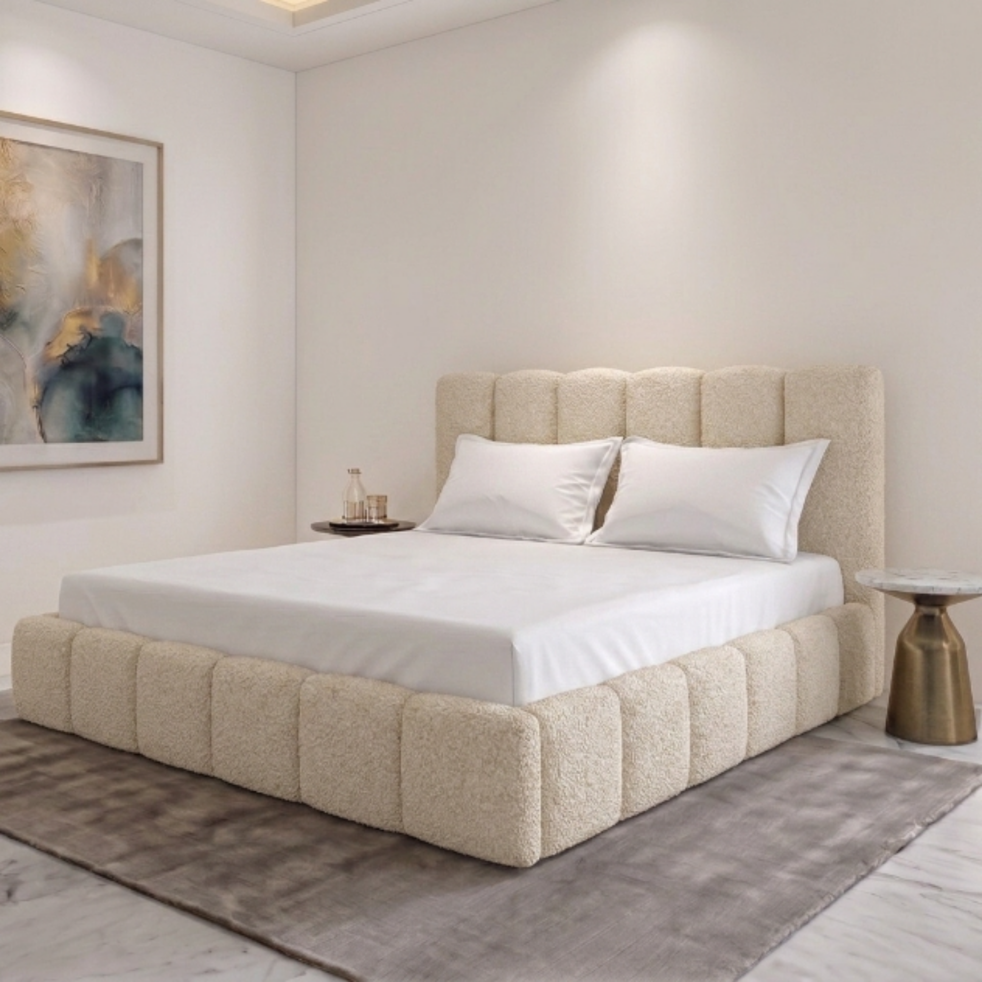 Panelled Teddy Bouclé  Bed
