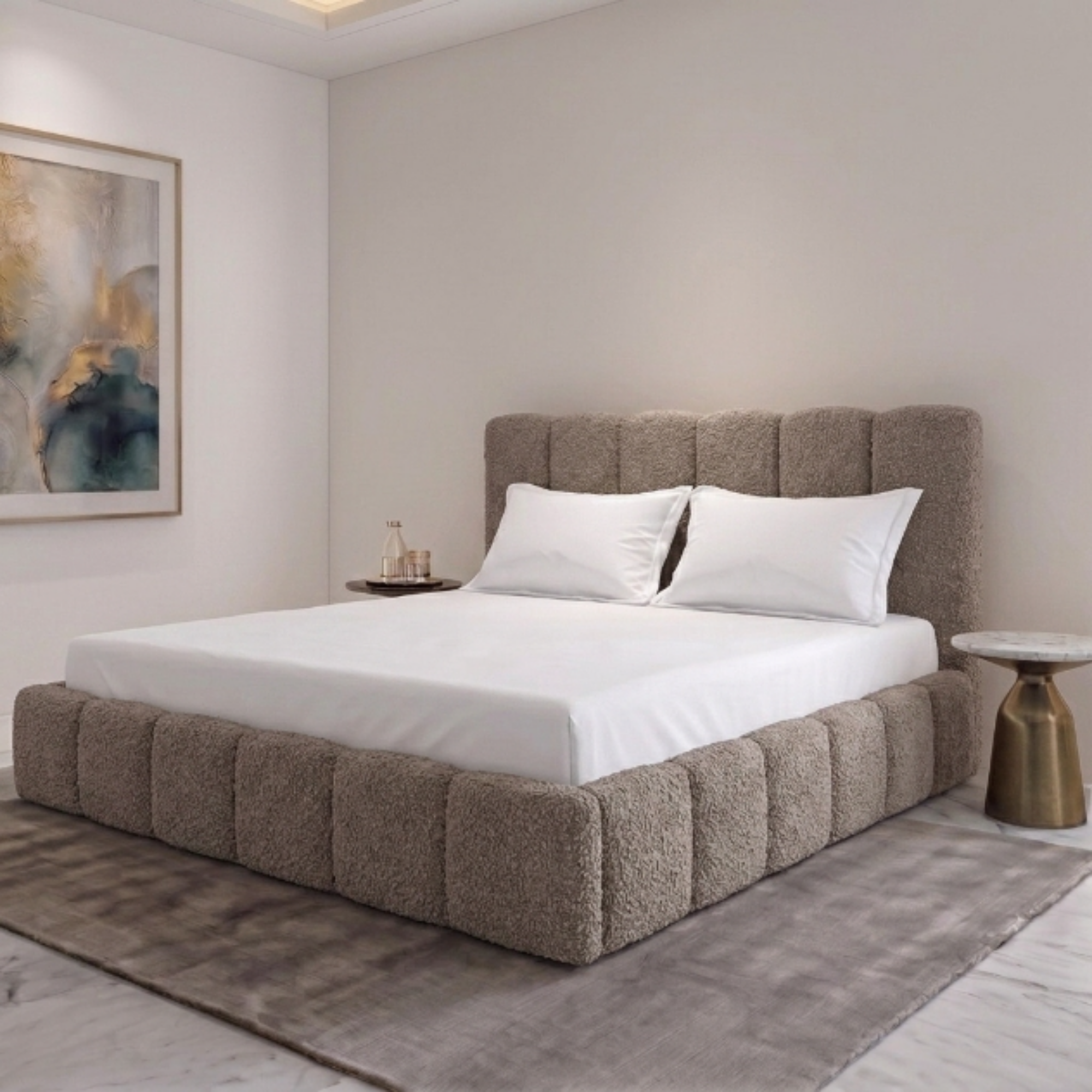 Panelled Teddy Bouclé  Bed