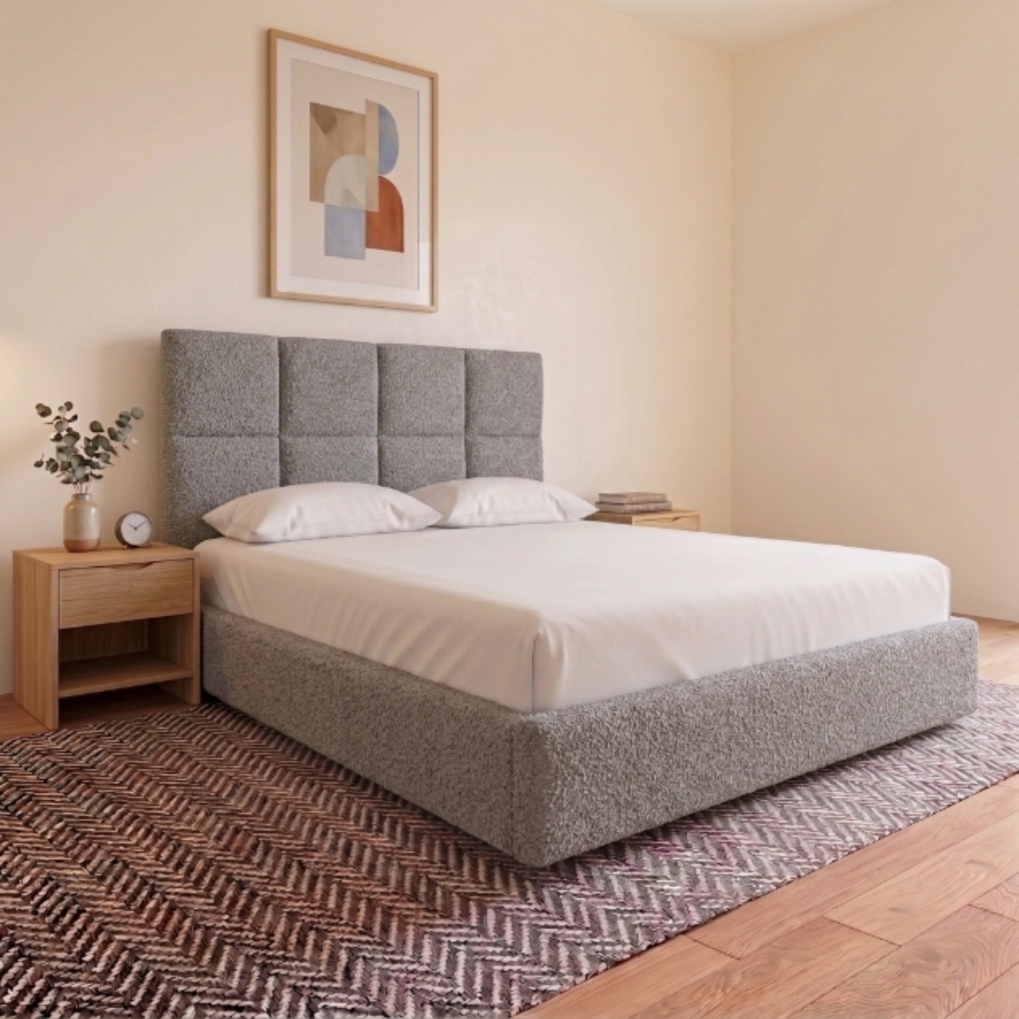 Cube Teddy Bouclé Fabric Bed