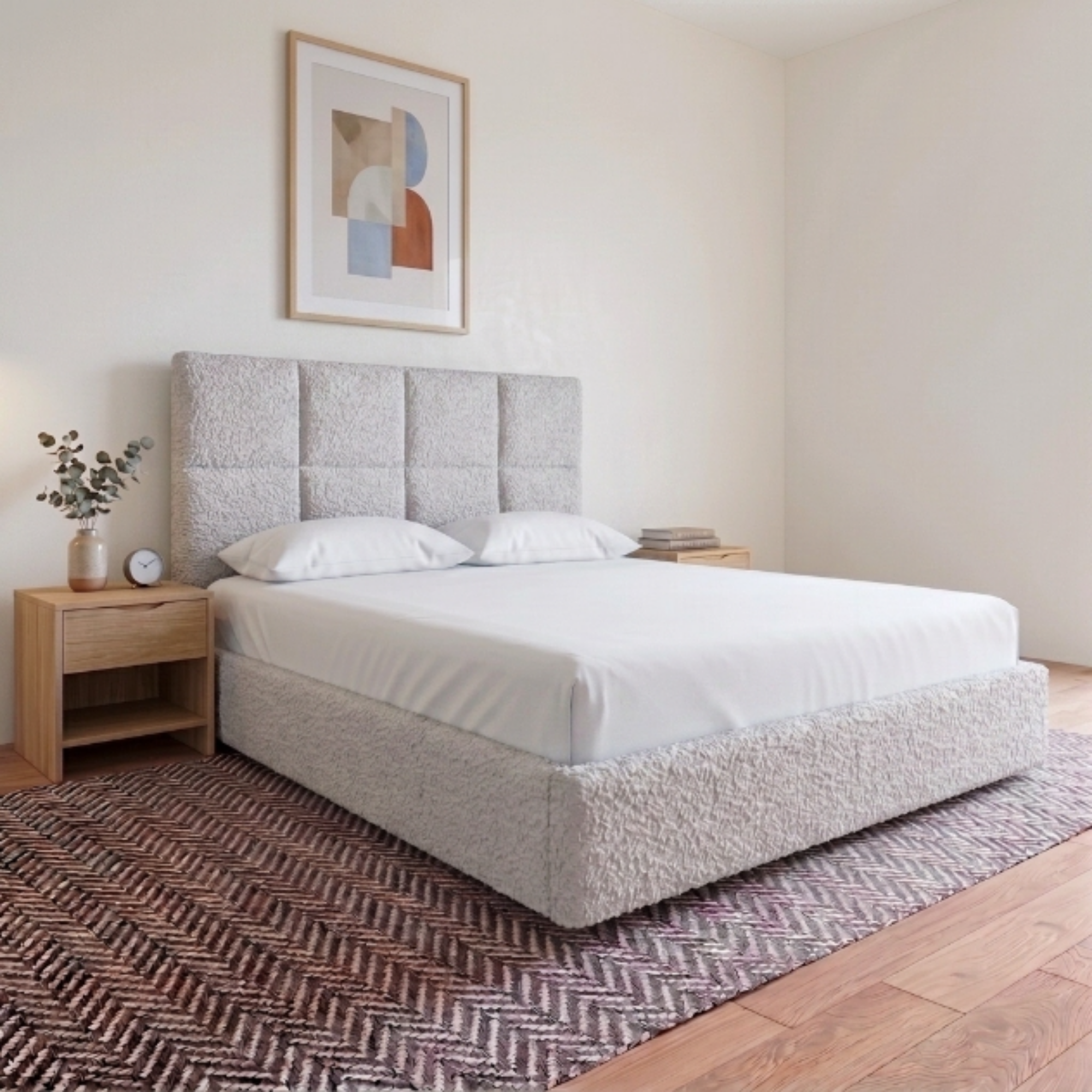 Cube Teddy Bouclé Fabric Bed