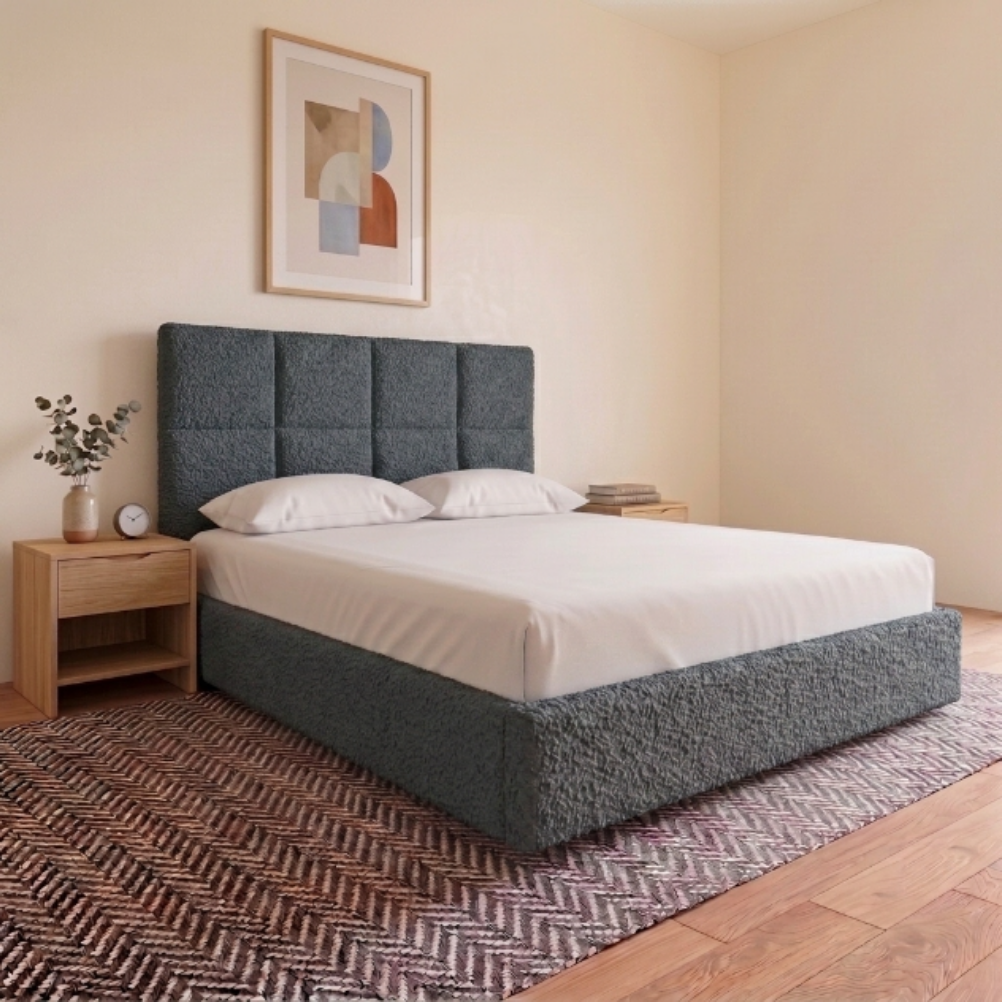 Cube Teddy Bouclé Fabric Bed