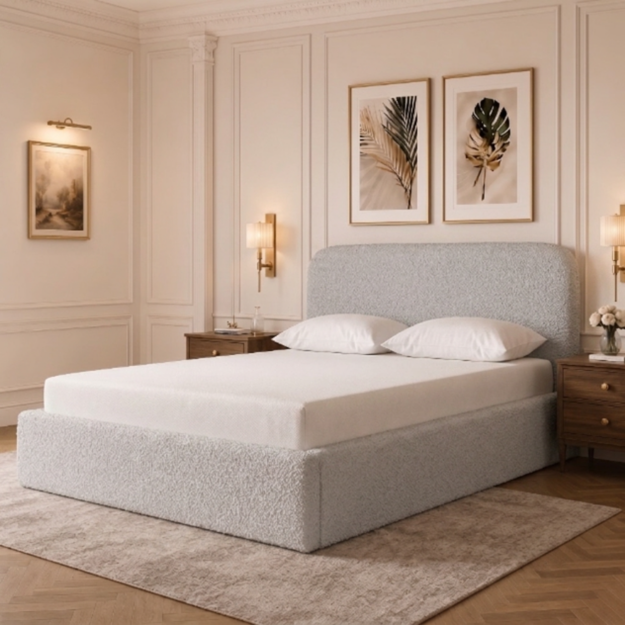 Rounded Teddy Bouclé Bed