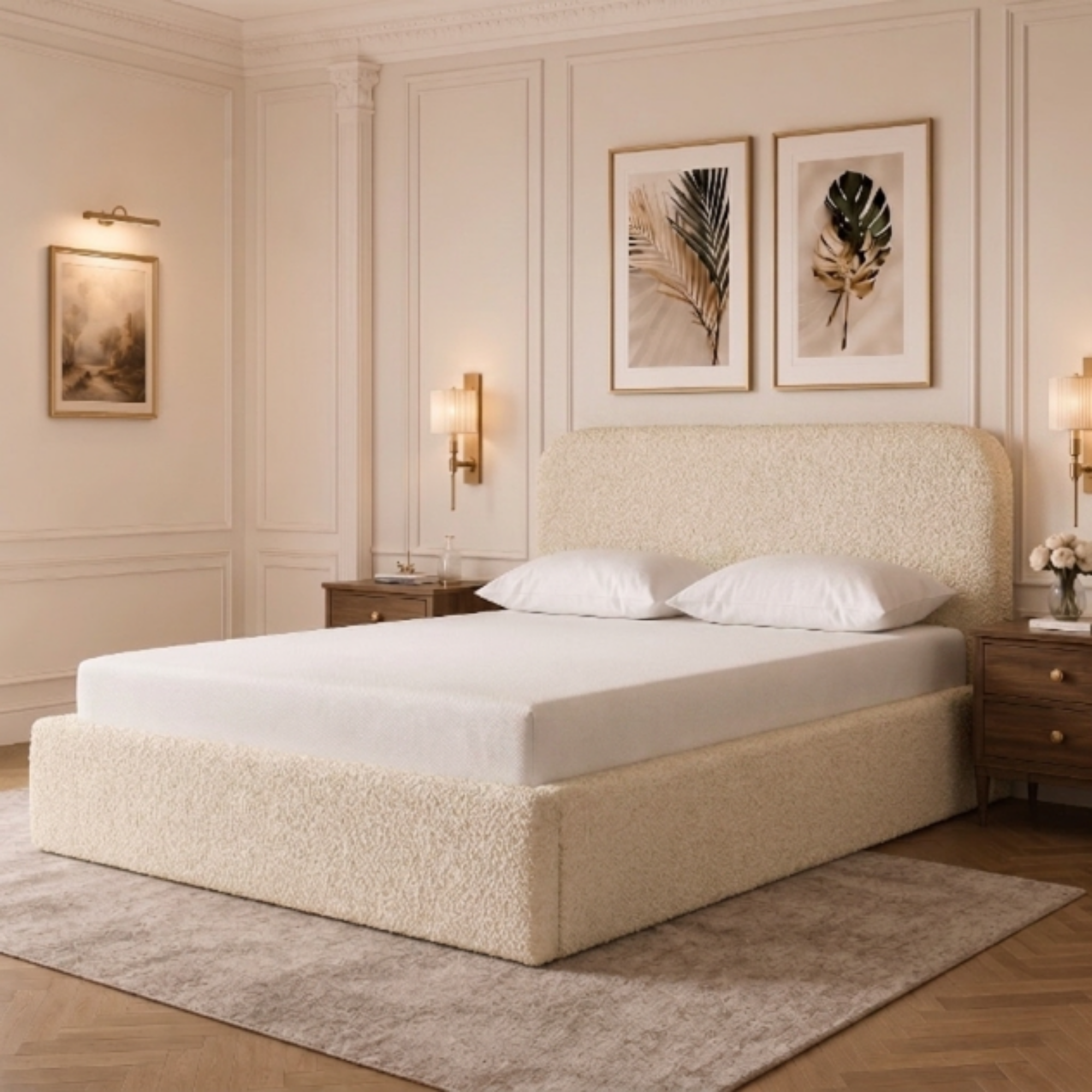 Rounded Teddy Bouclé Bed