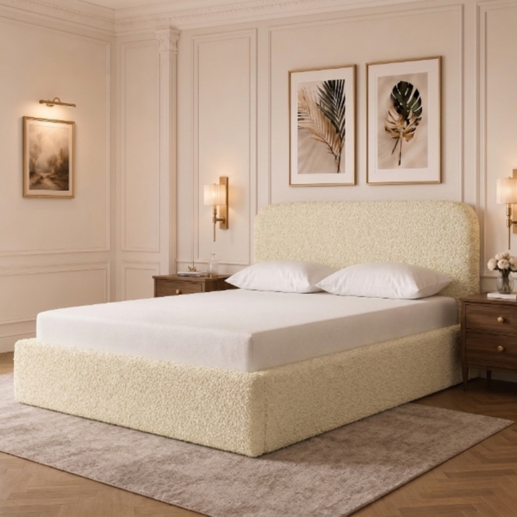 Rounded Teddy Bouclé Bed