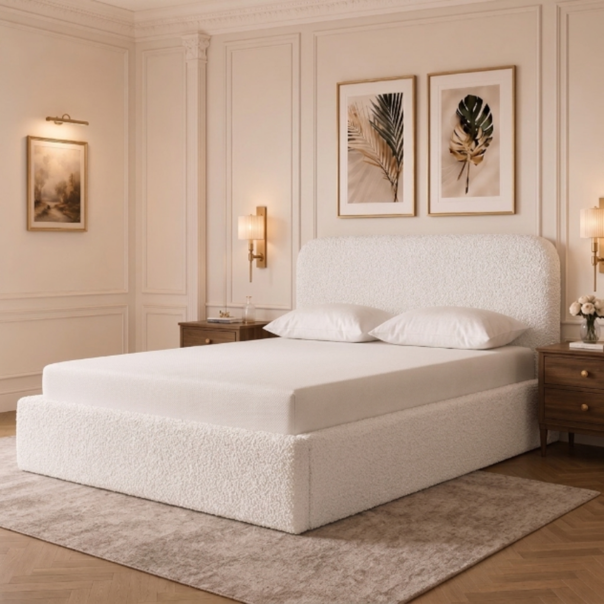 Rounded Teddy Bouclé Bed