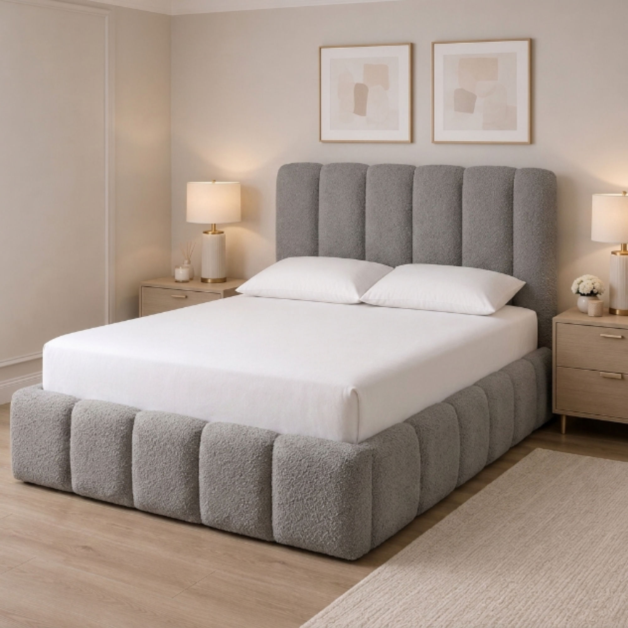 Channel Panel Teddy Bouclé Bed