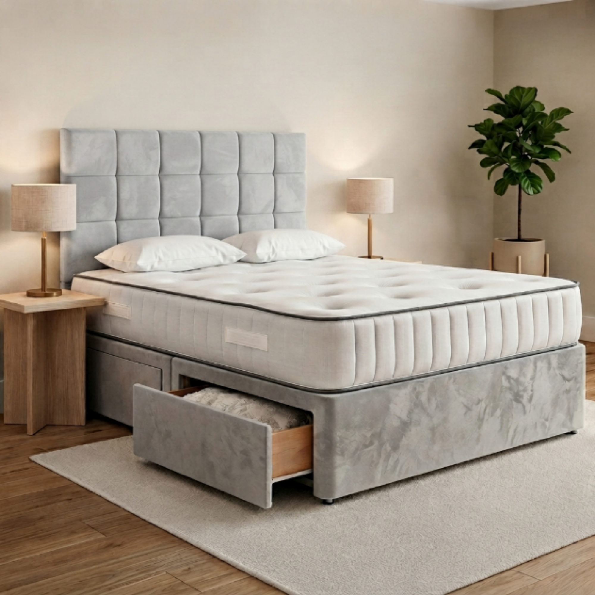 Square Panel Divan Bed
