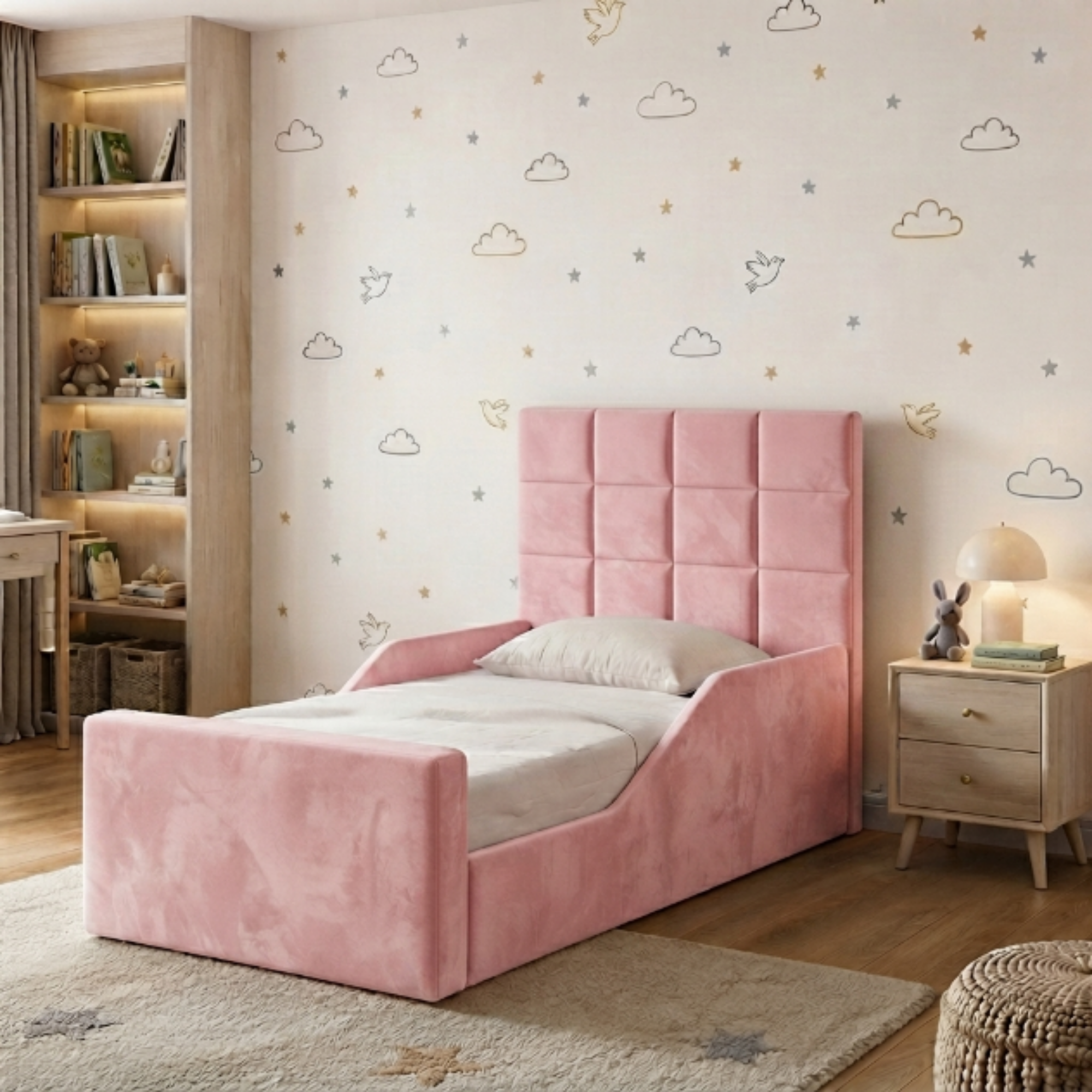 Square Panel Ottoman Kids Bed