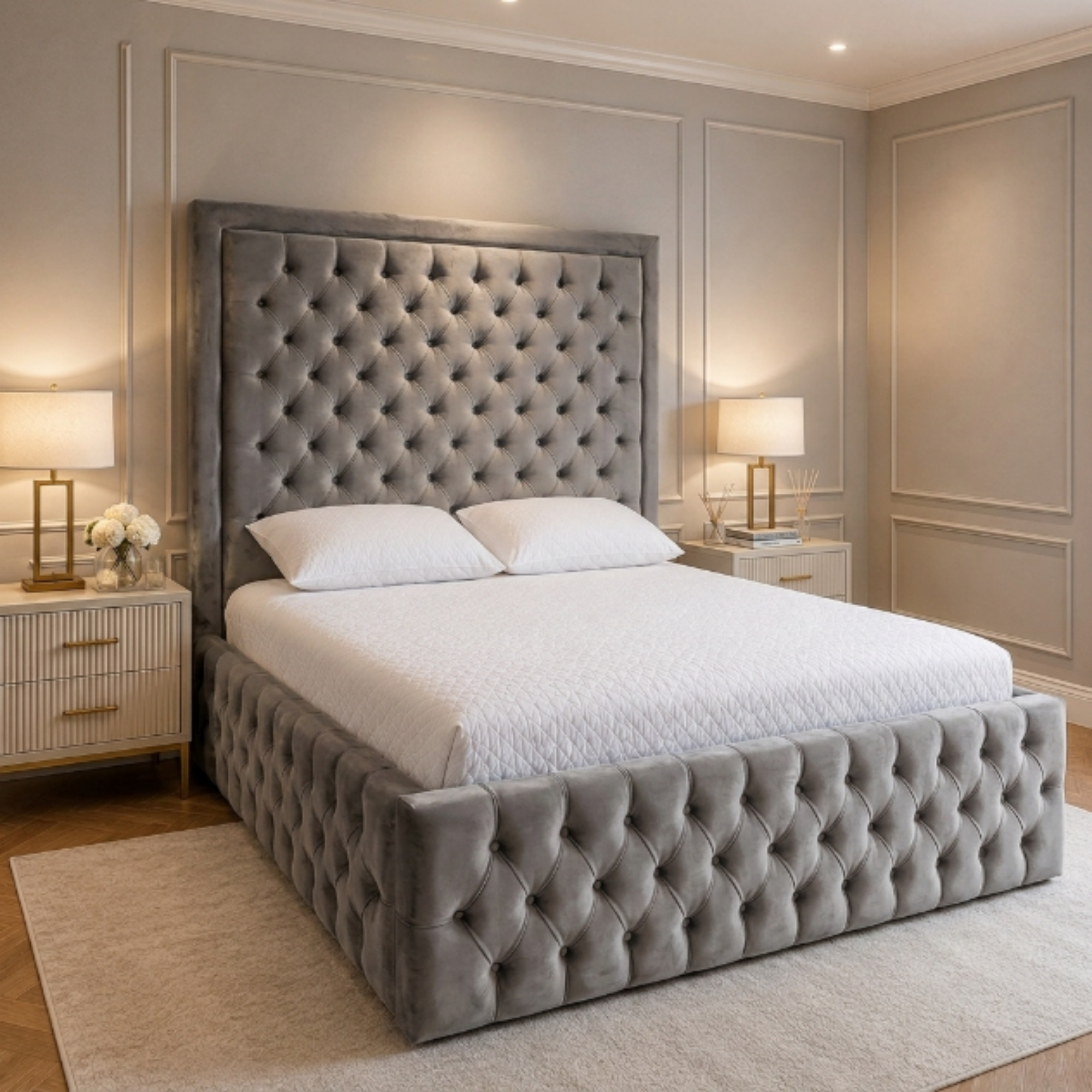 Chesterfield Tall Headboard Bed