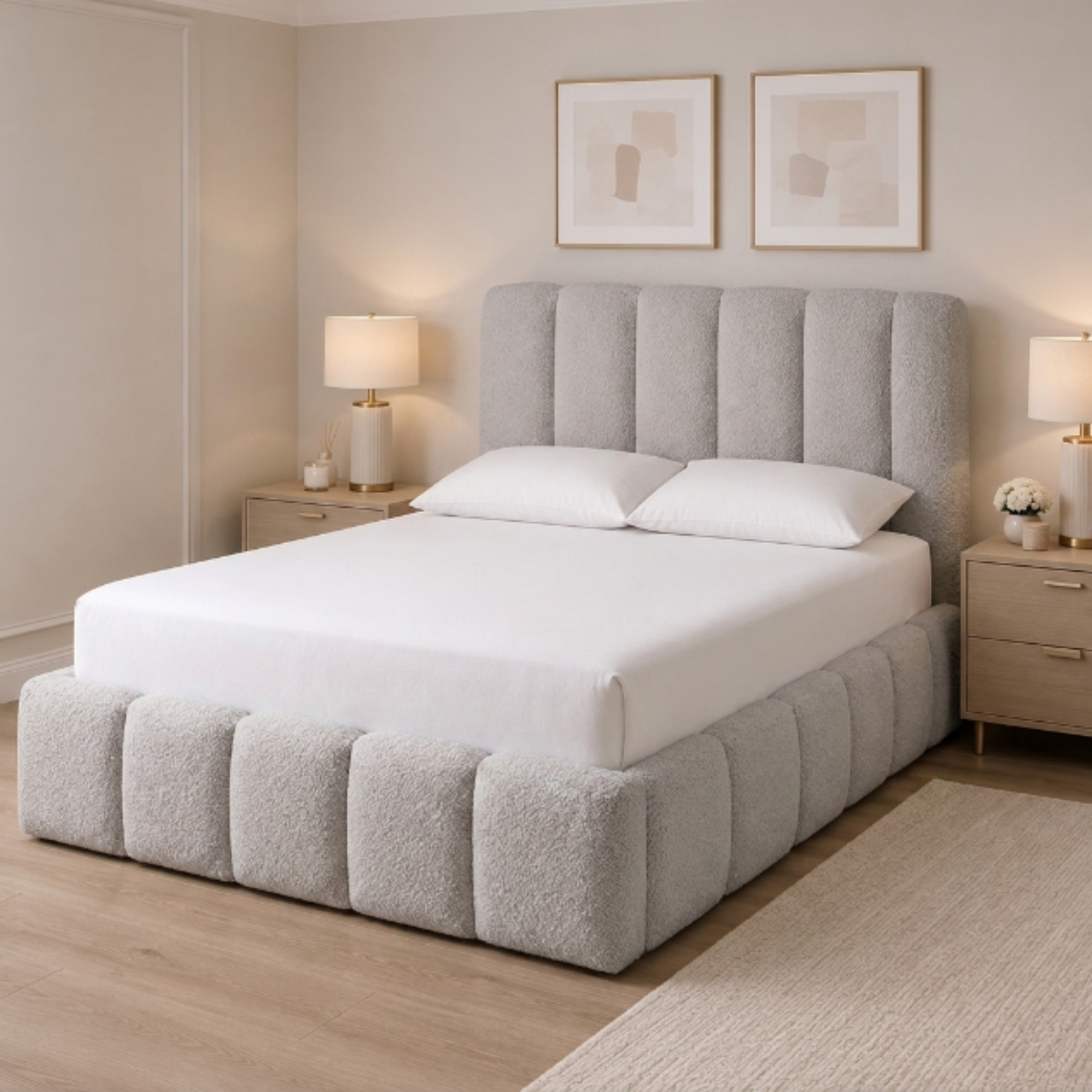 Channel Panel Teddy Bouclé Bed
