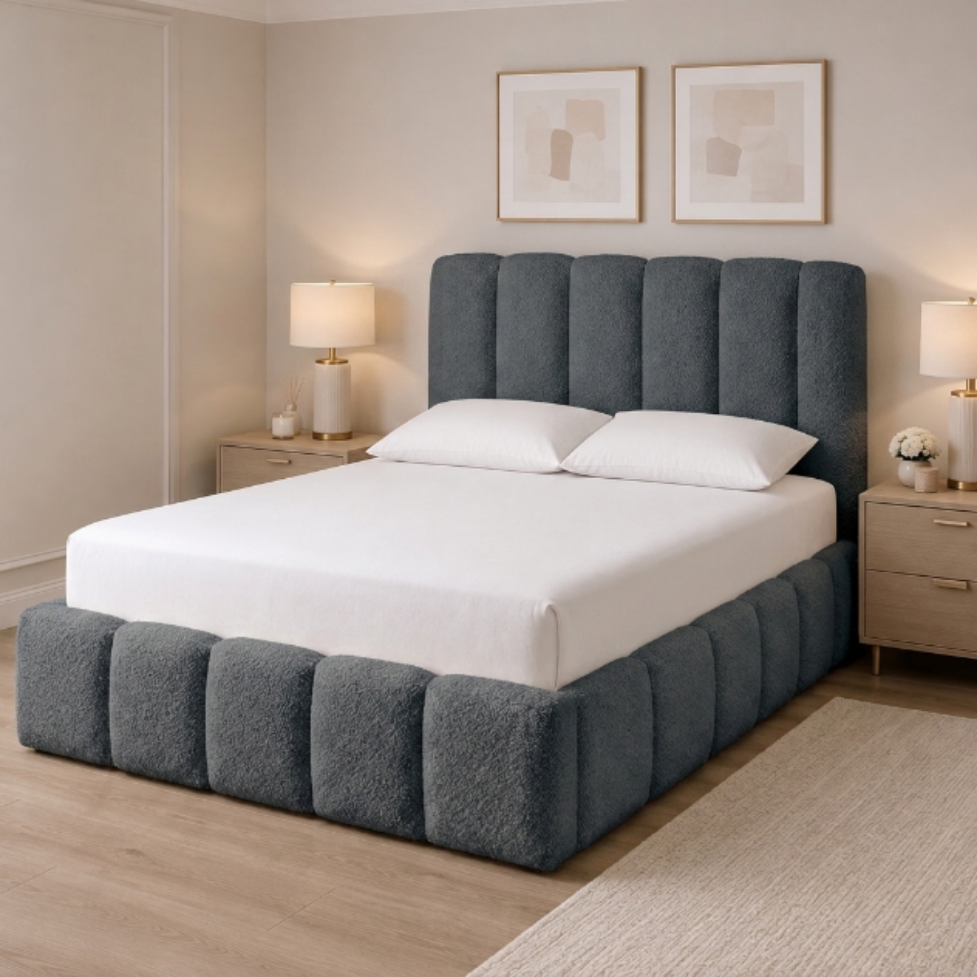 Channel Panel Teddy Bouclé Bed