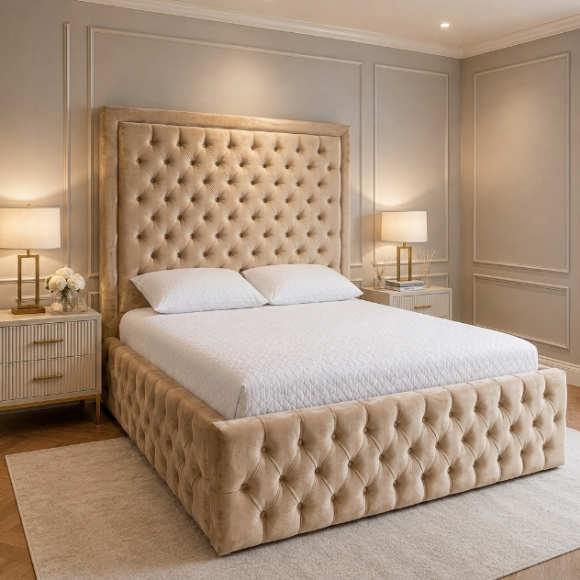 Chesterfield Tall Headboard Bed