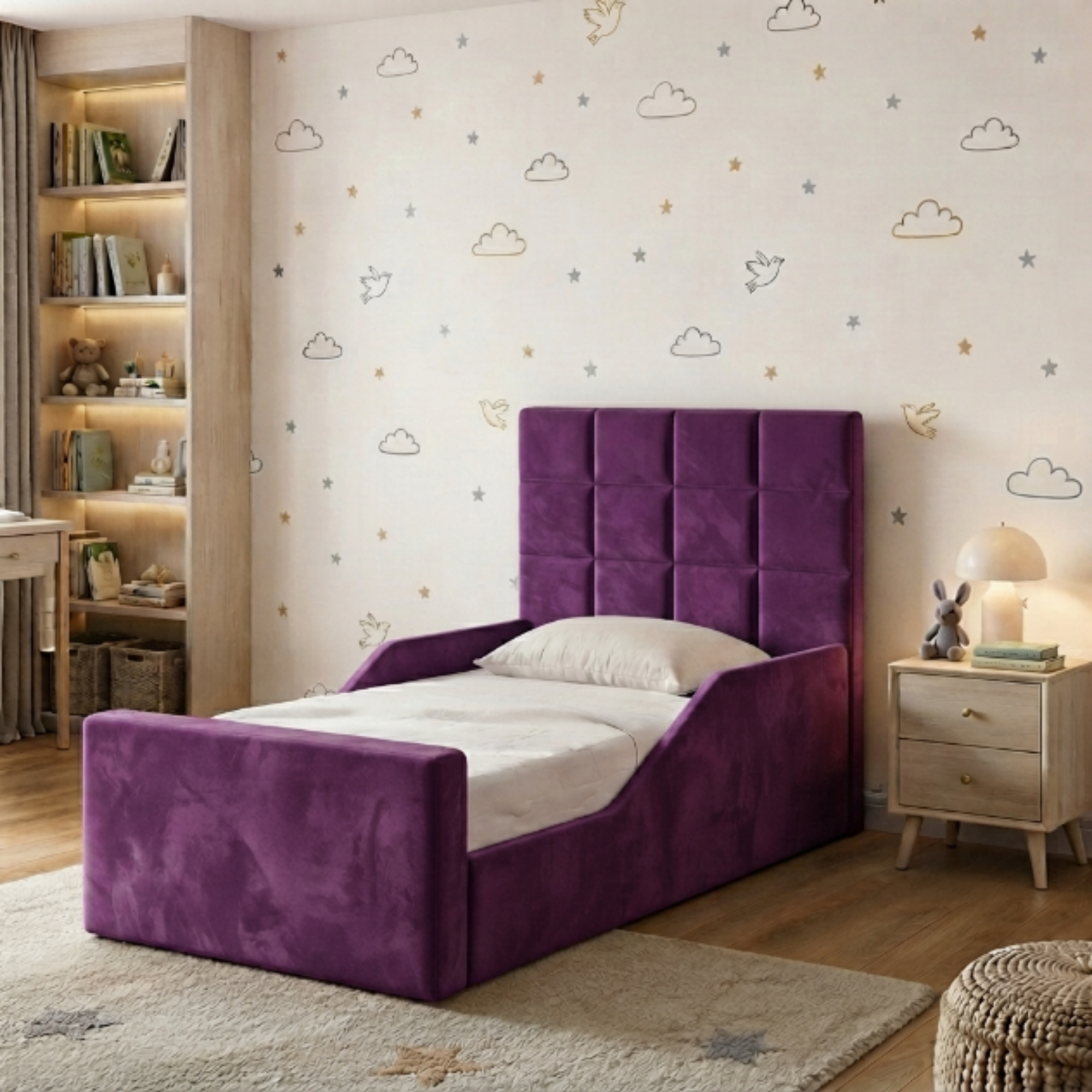 Square Panel Ottoman Kids Bed