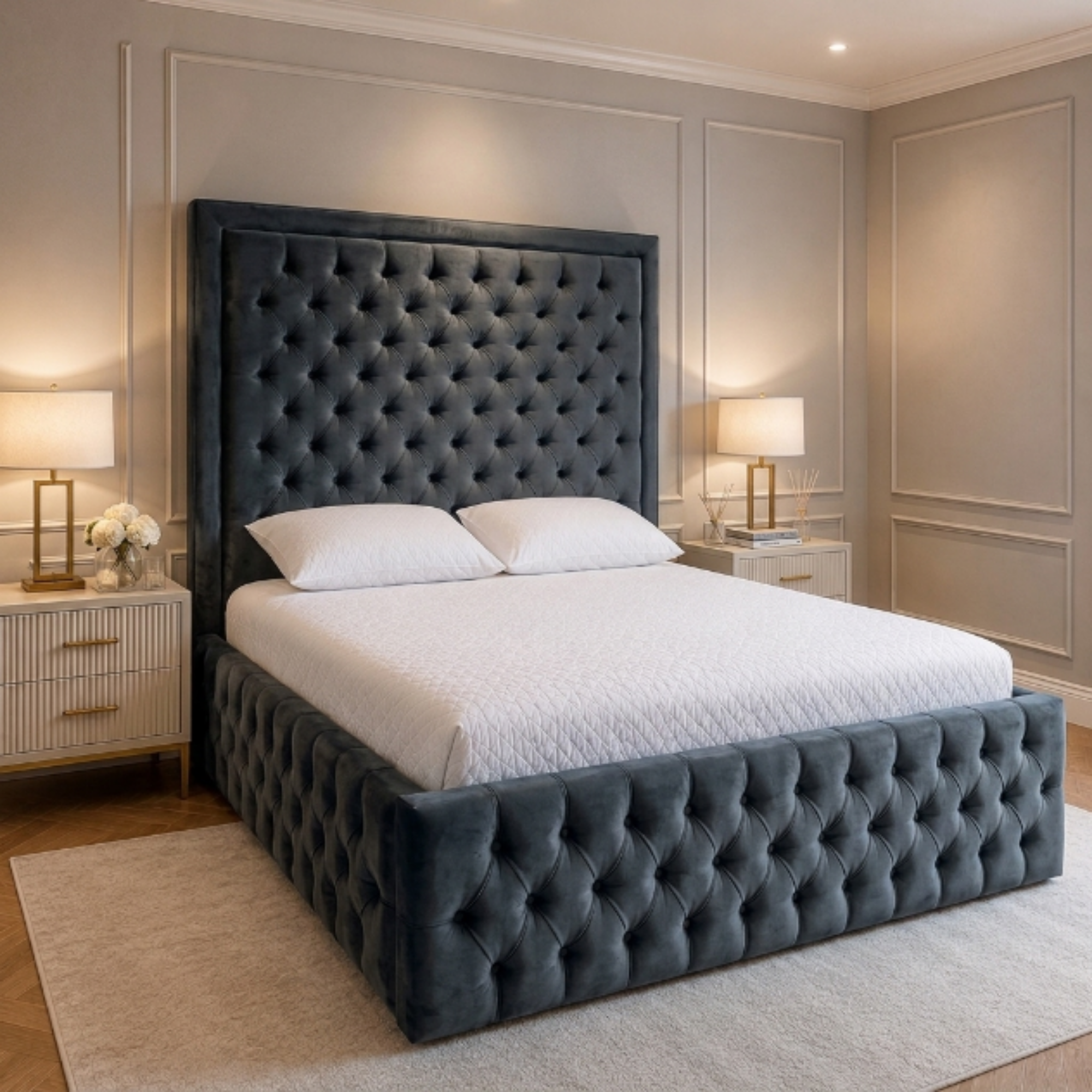 Chesterfield Tall Headboard Bed