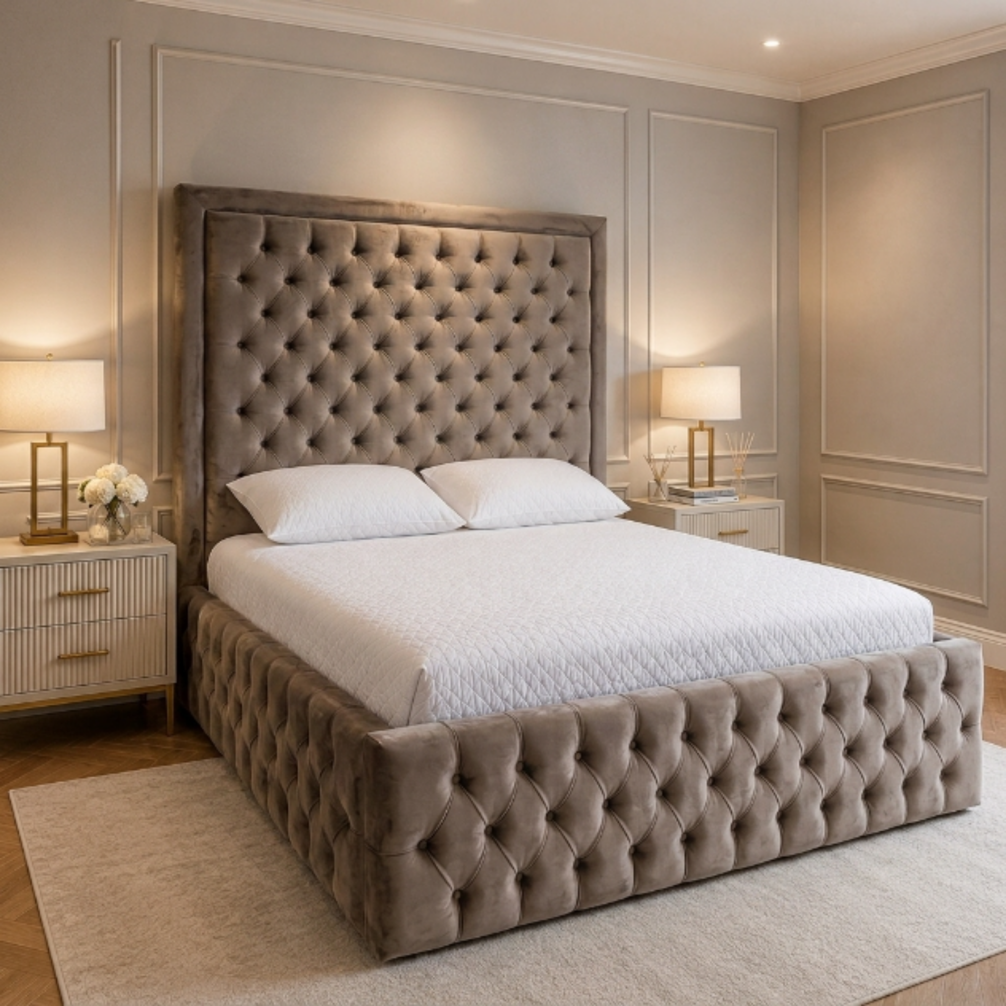 Chesterfield Tall Headboard Bed