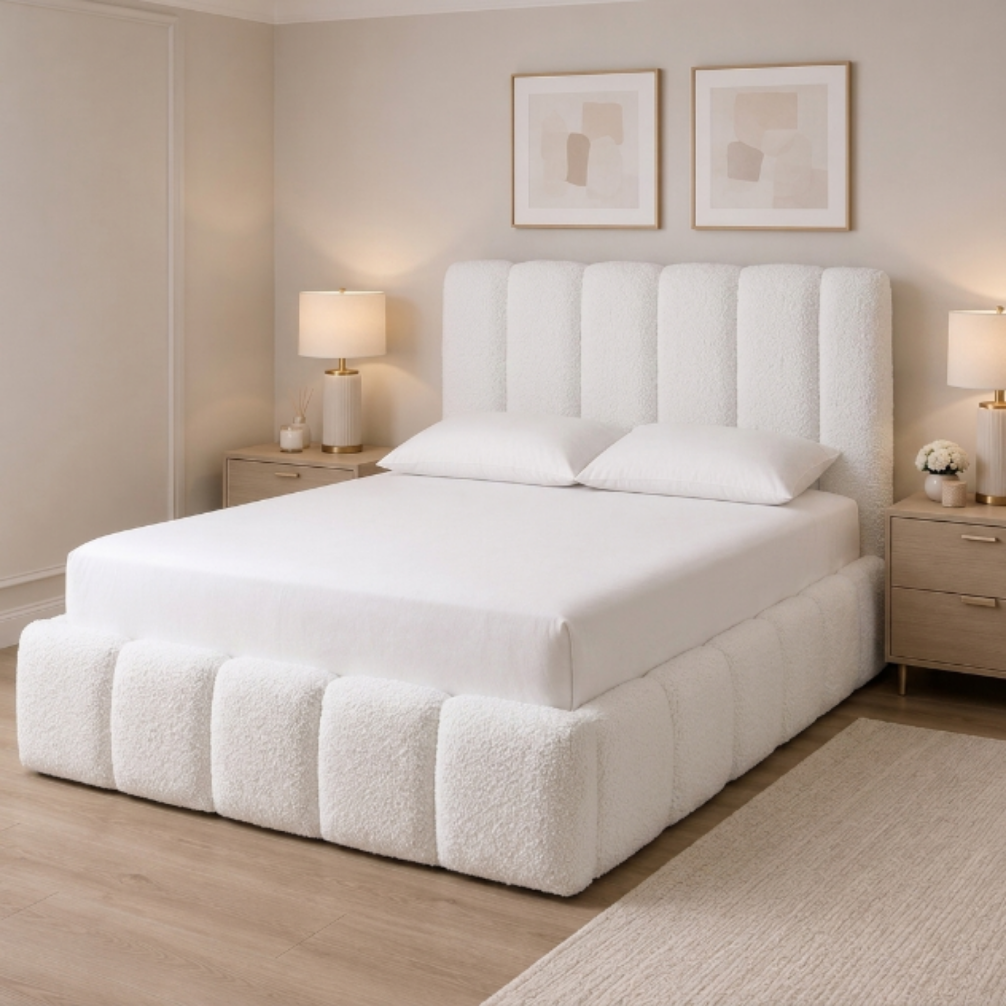 Channel Panel Teddy Bouclé Bed