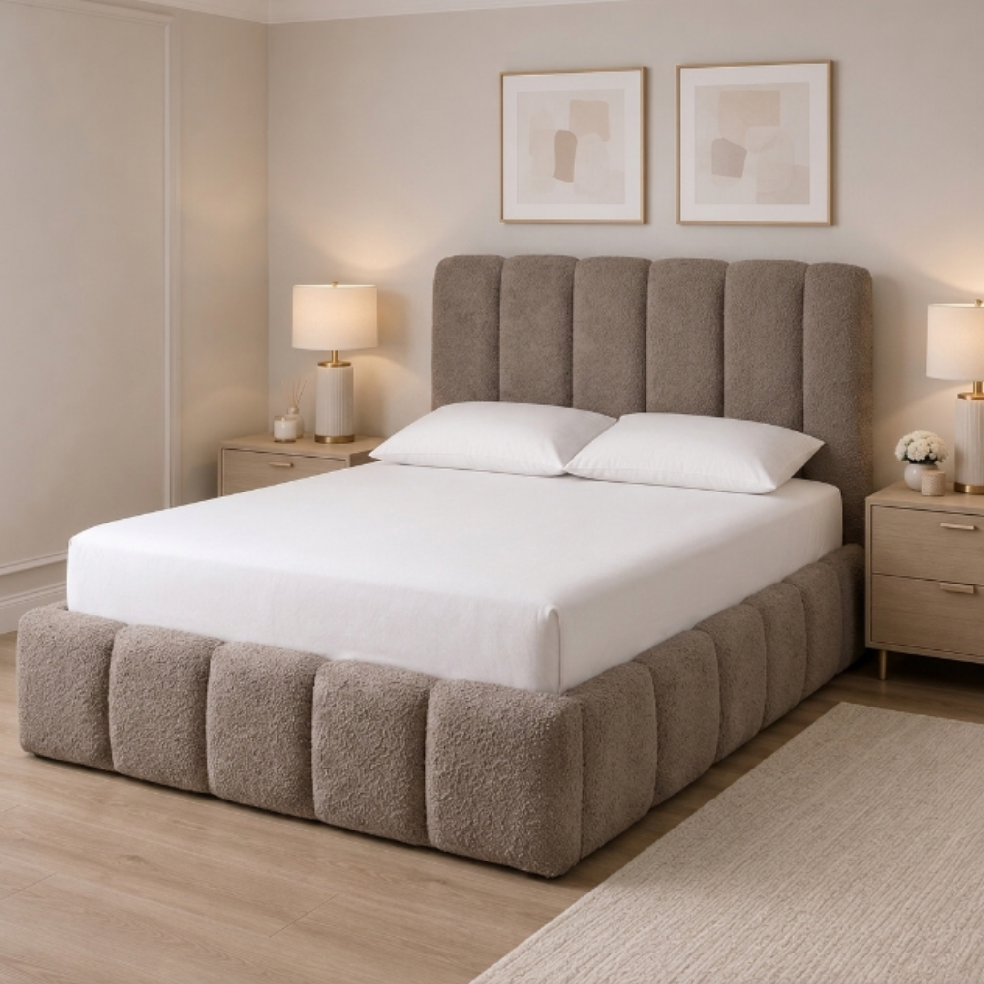 Channel Panel Teddy Bouclé Bed