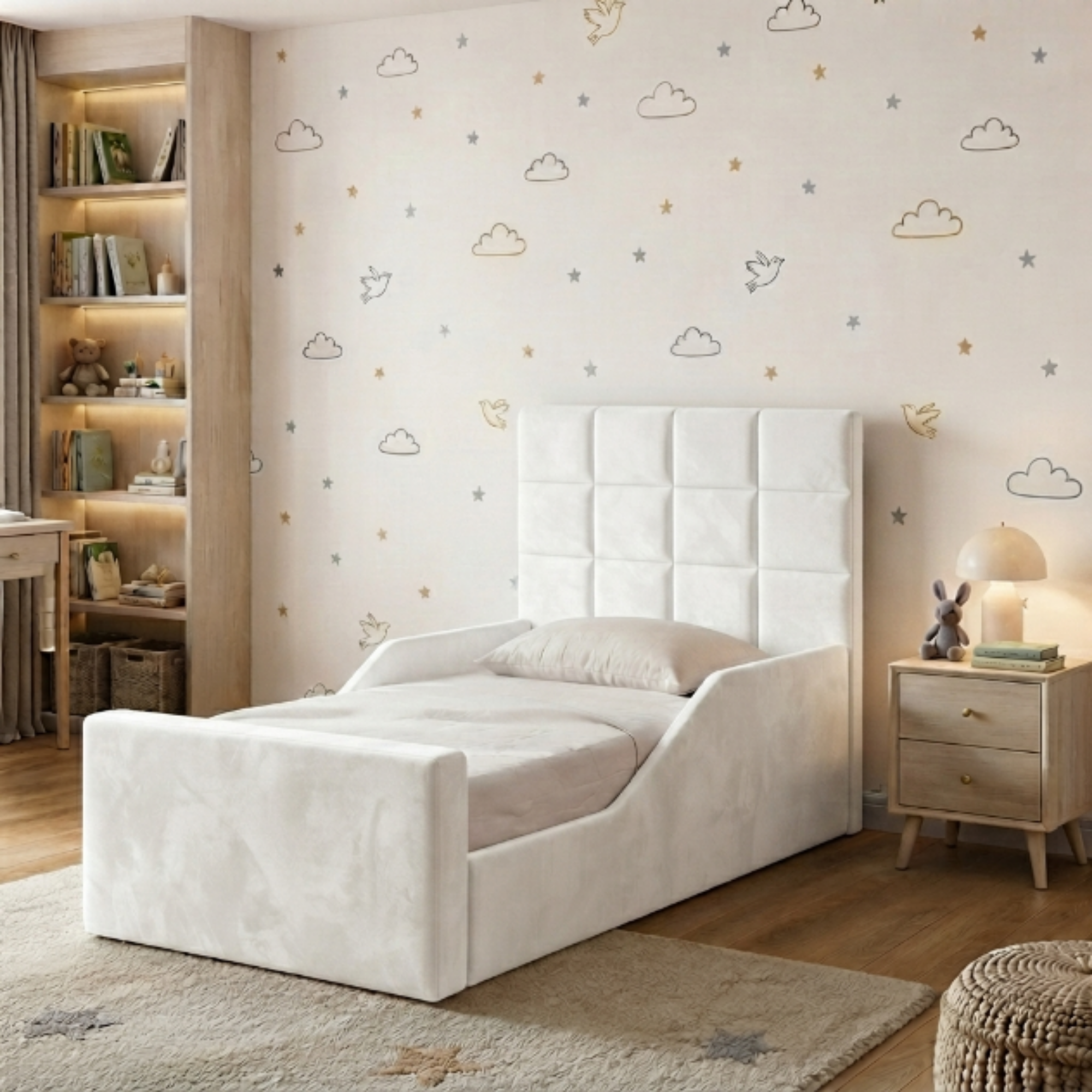 Square Panel Ottoman Kids Bed