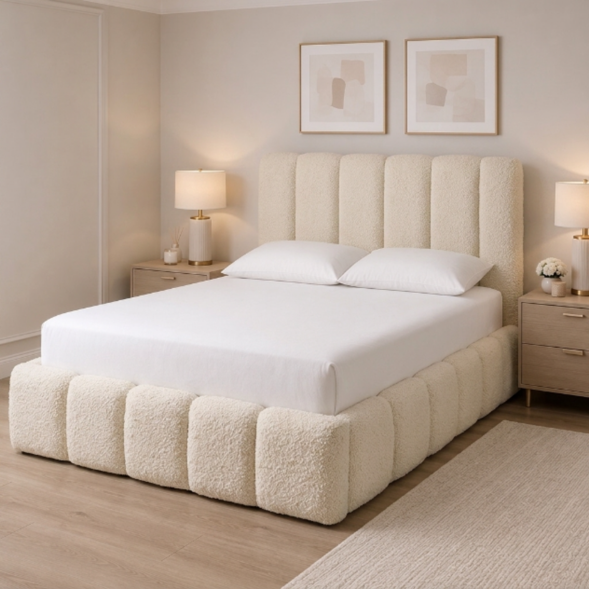 Channel Panel Teddy Bouclé Bed
