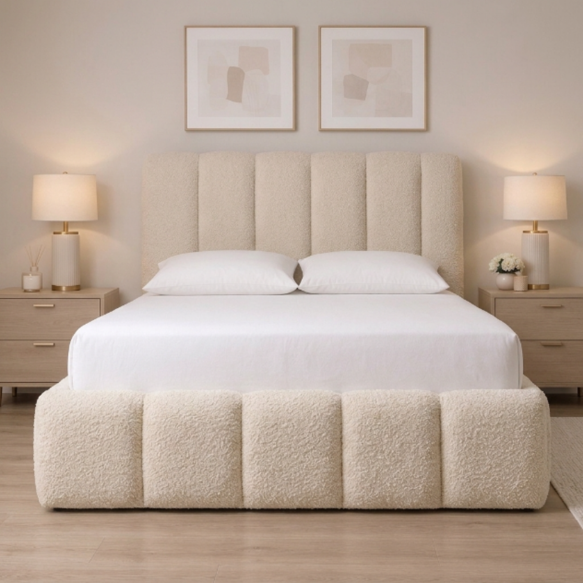 Channel Panel Teddy Bouclé Bed