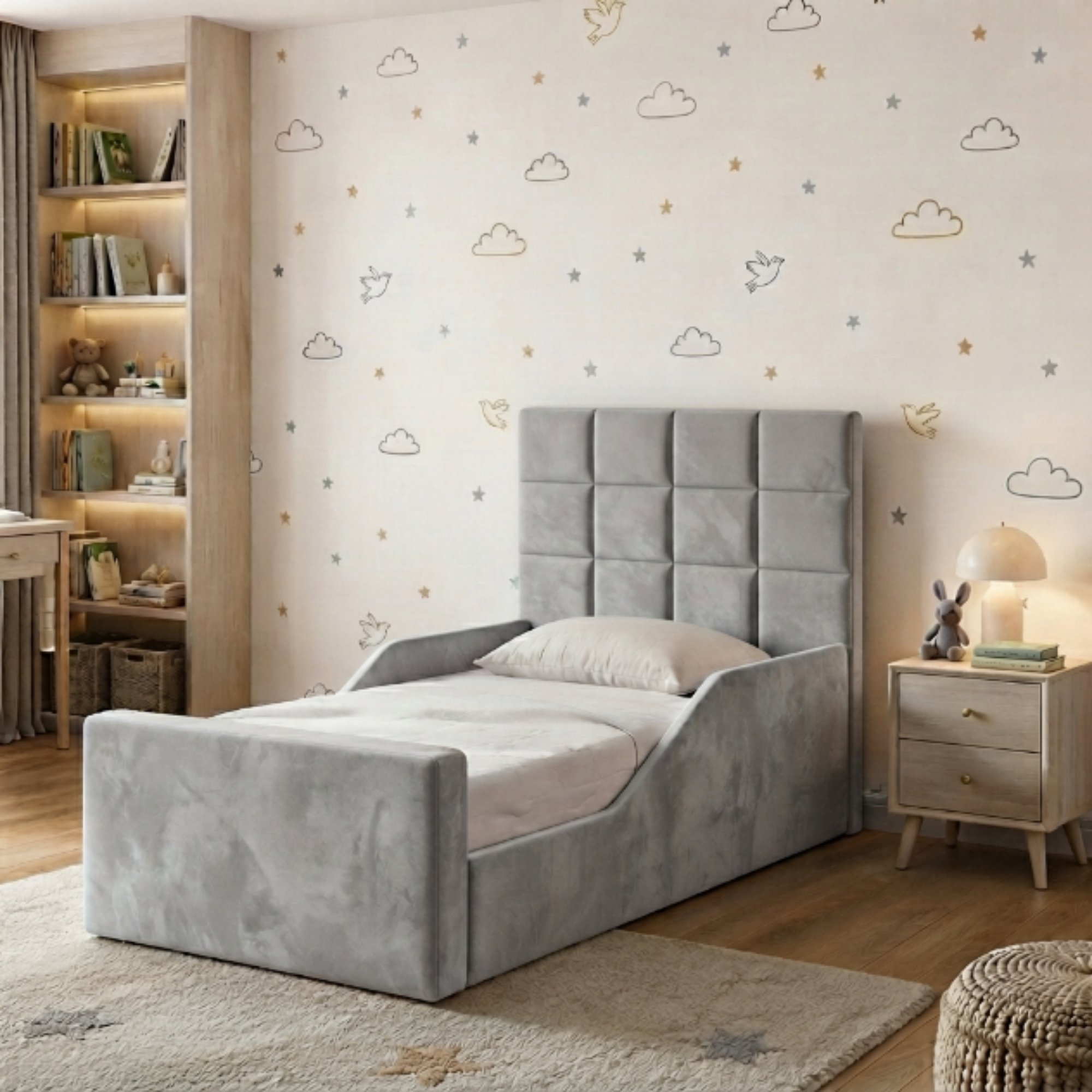 Square Panel Ottoman Kids Bed