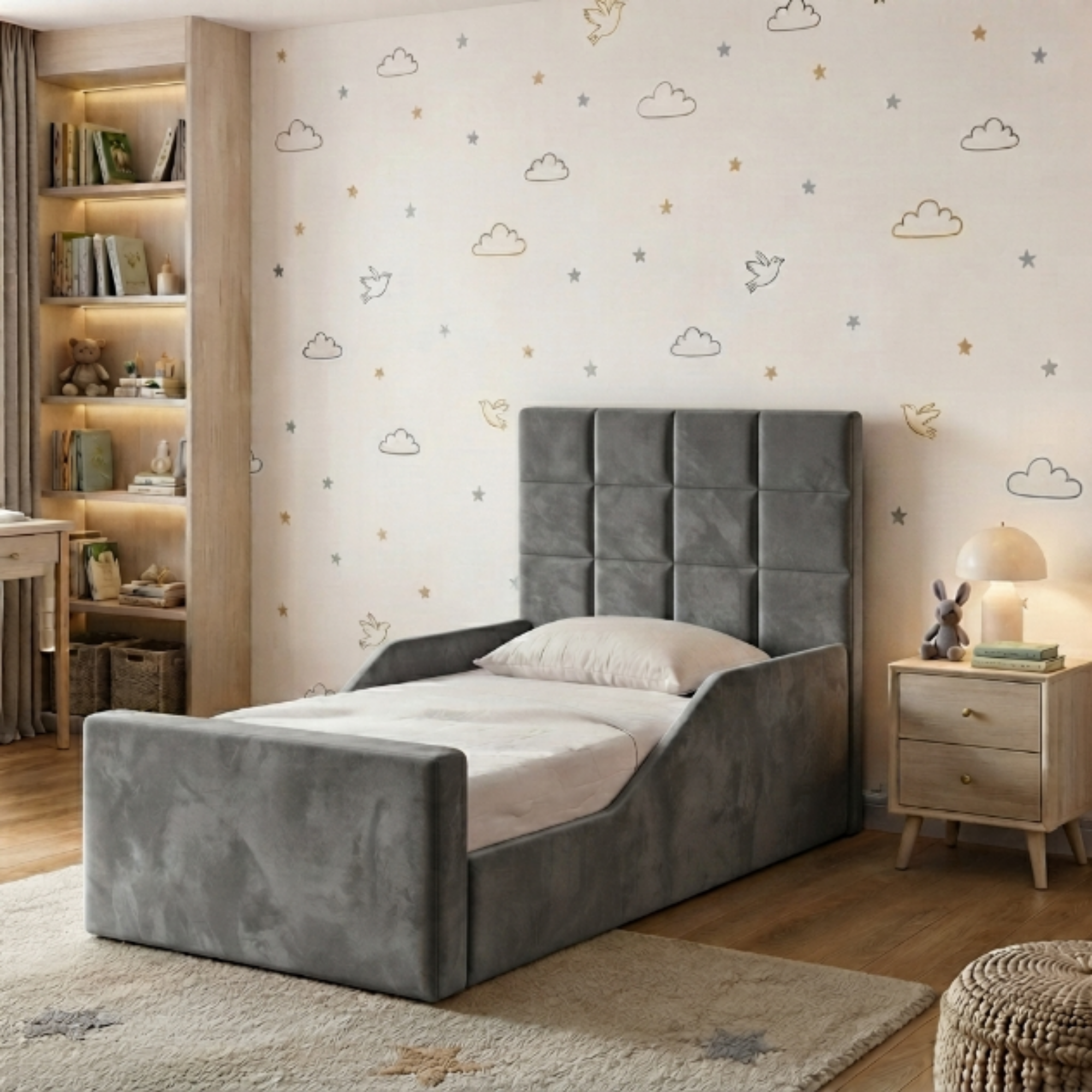 Square Panel Ottoman Kids Bed
