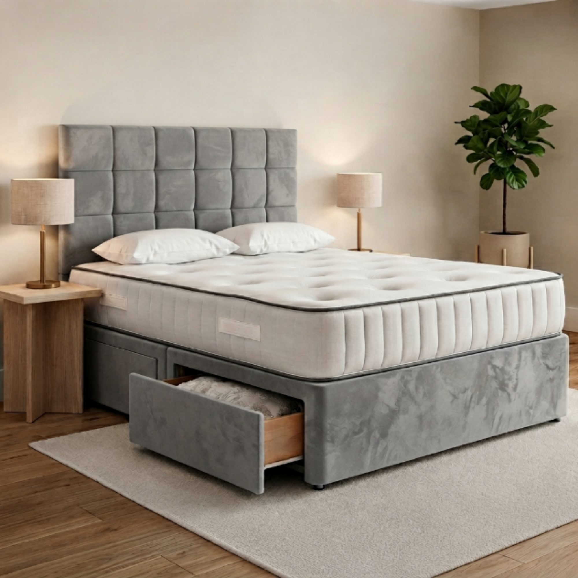 Square Panel Divan Bed