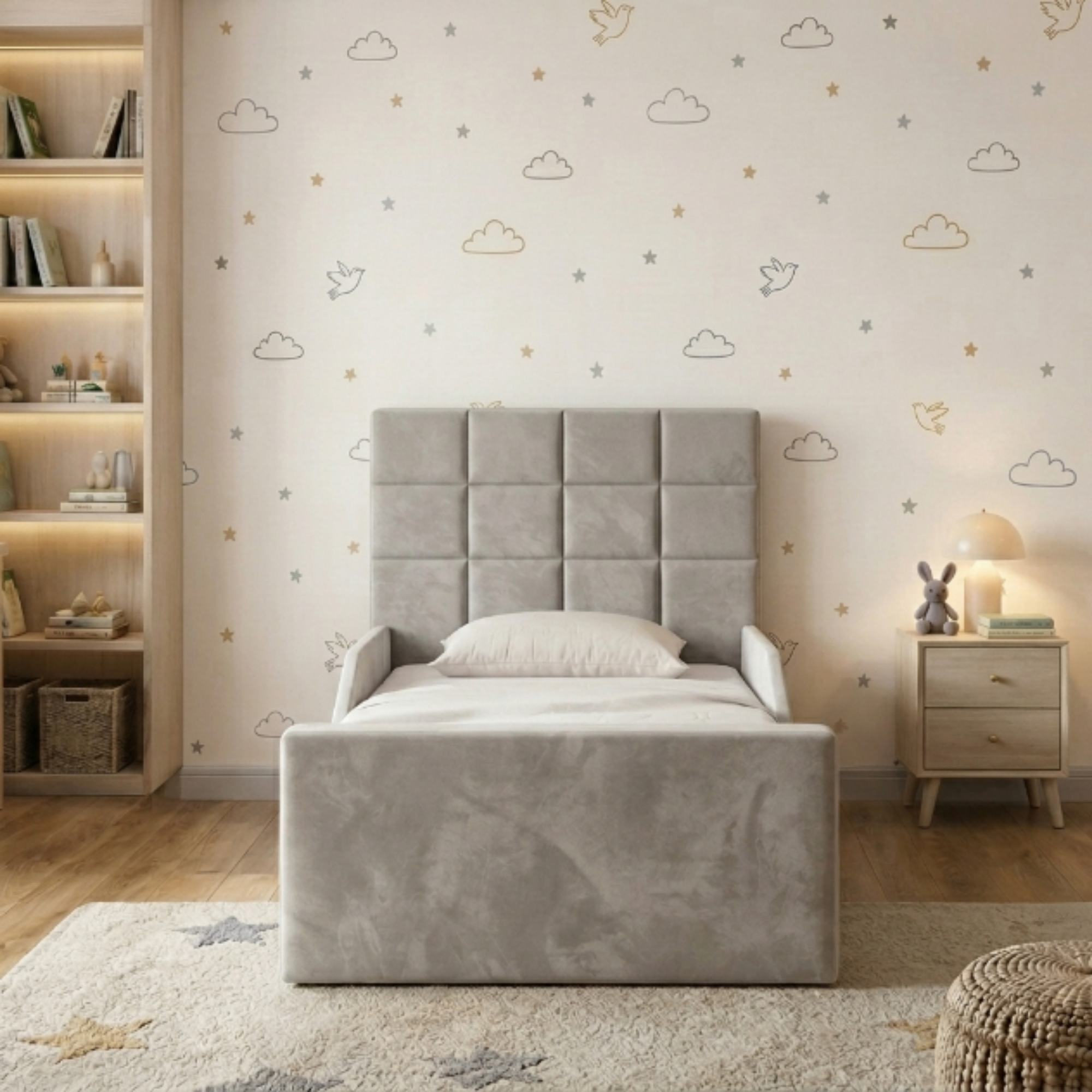 Square Panel Ottoman Kids Bed