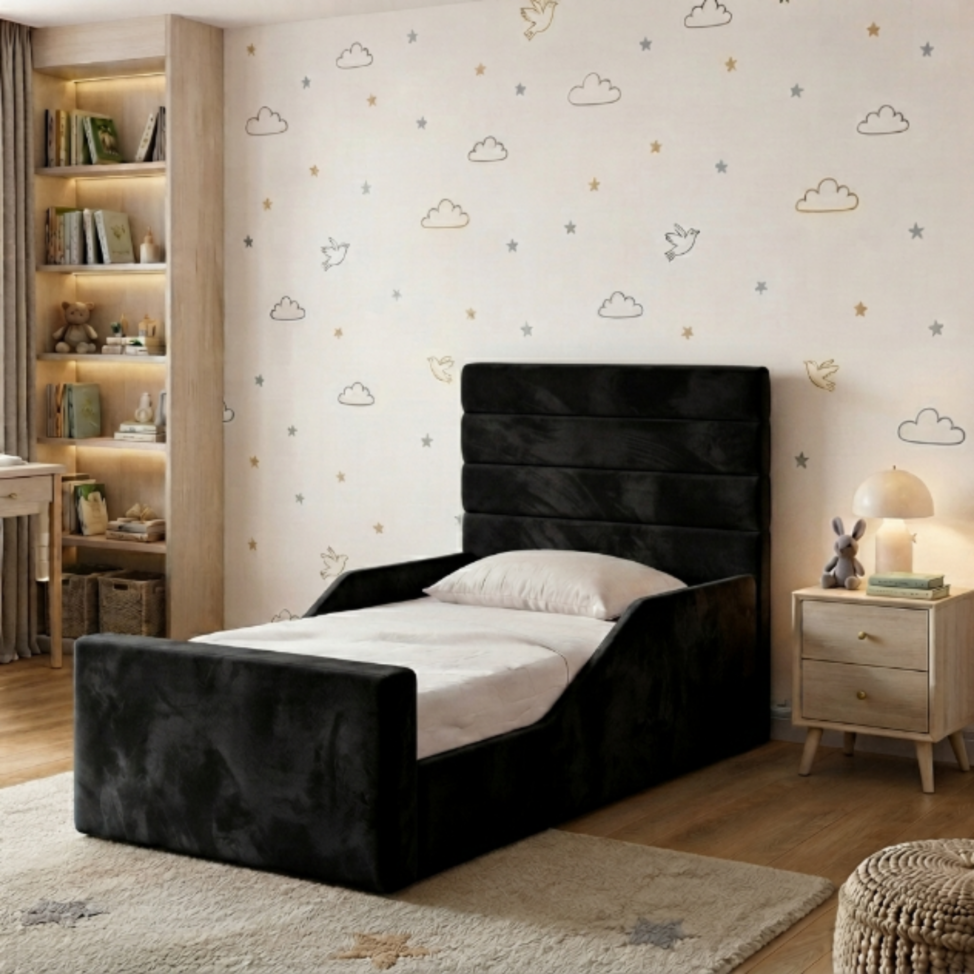 Square Panel Ottoman Kids Bed