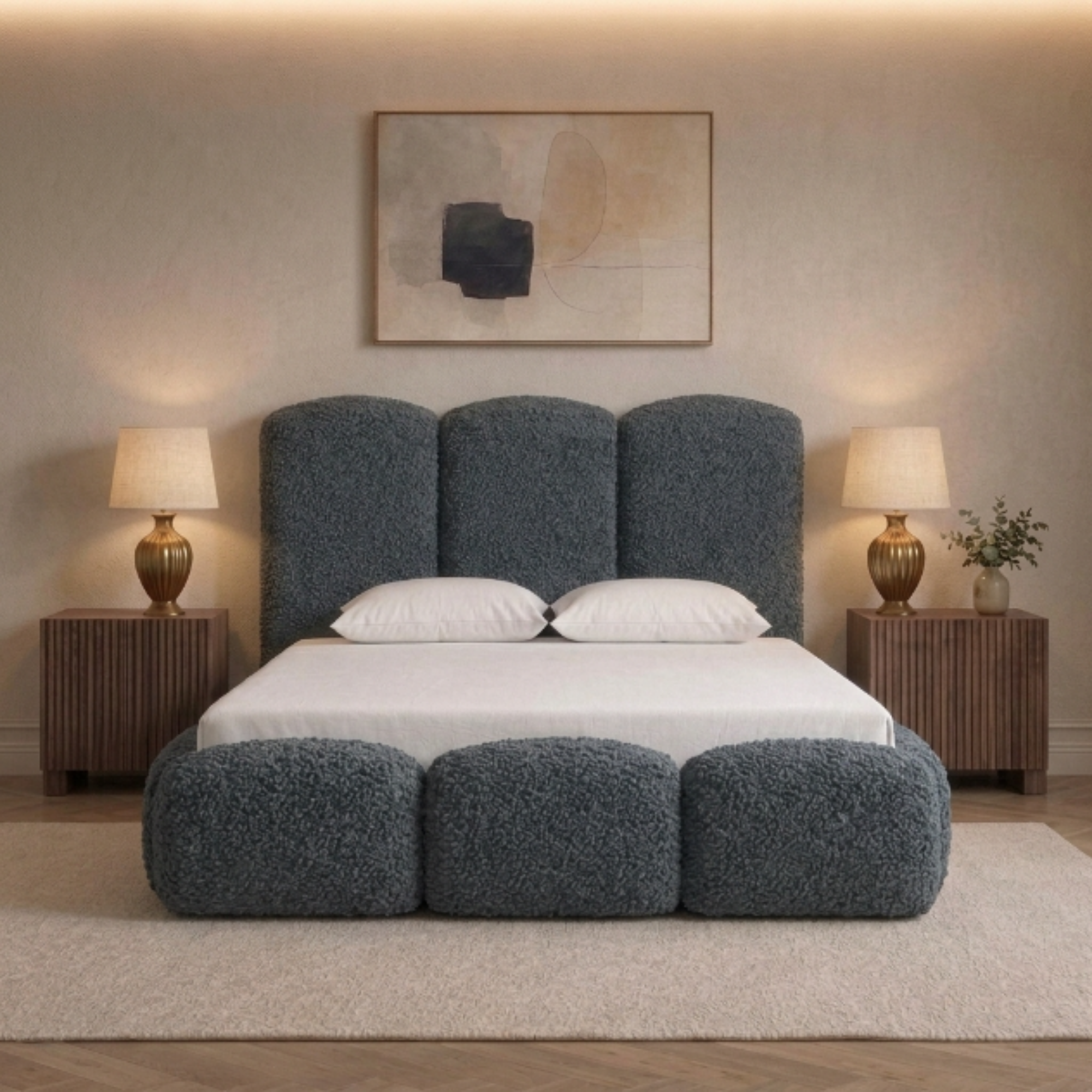 Arched Panel Teddy Bouclé Bed