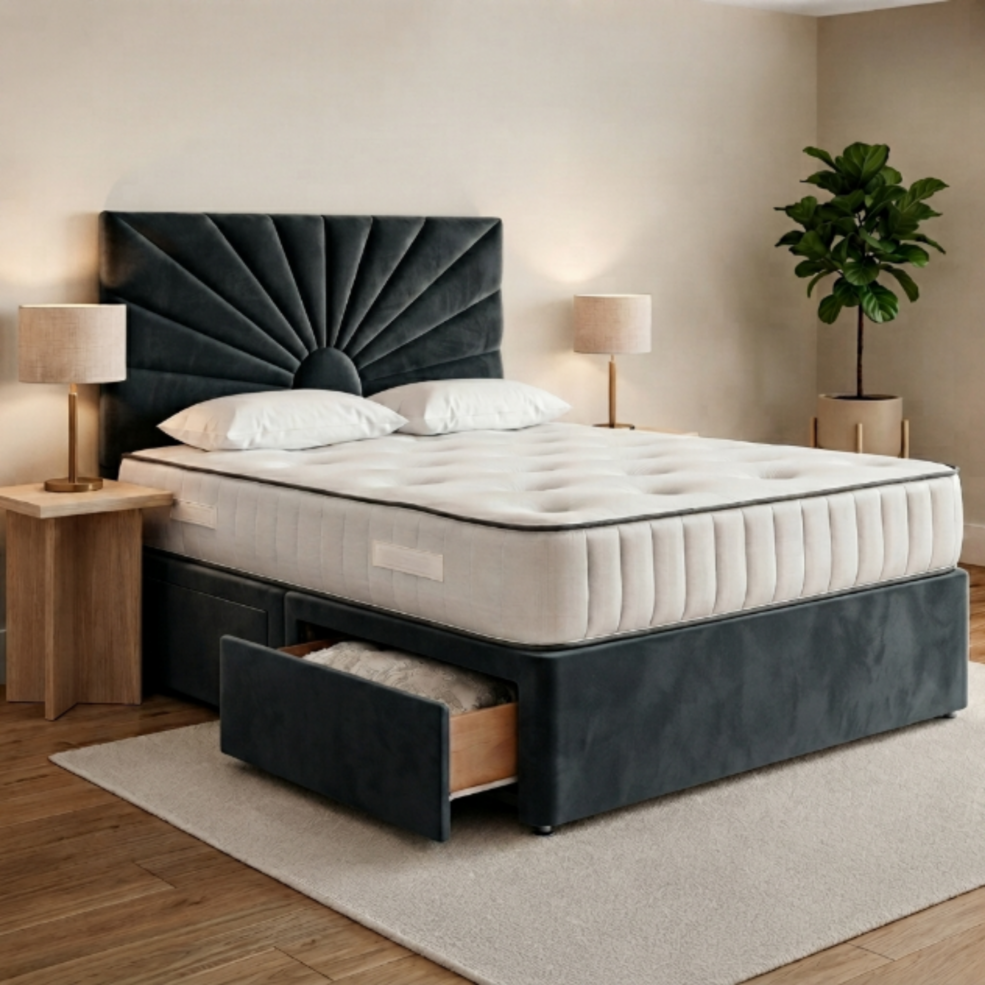 Sunburst Panel Divan Bed