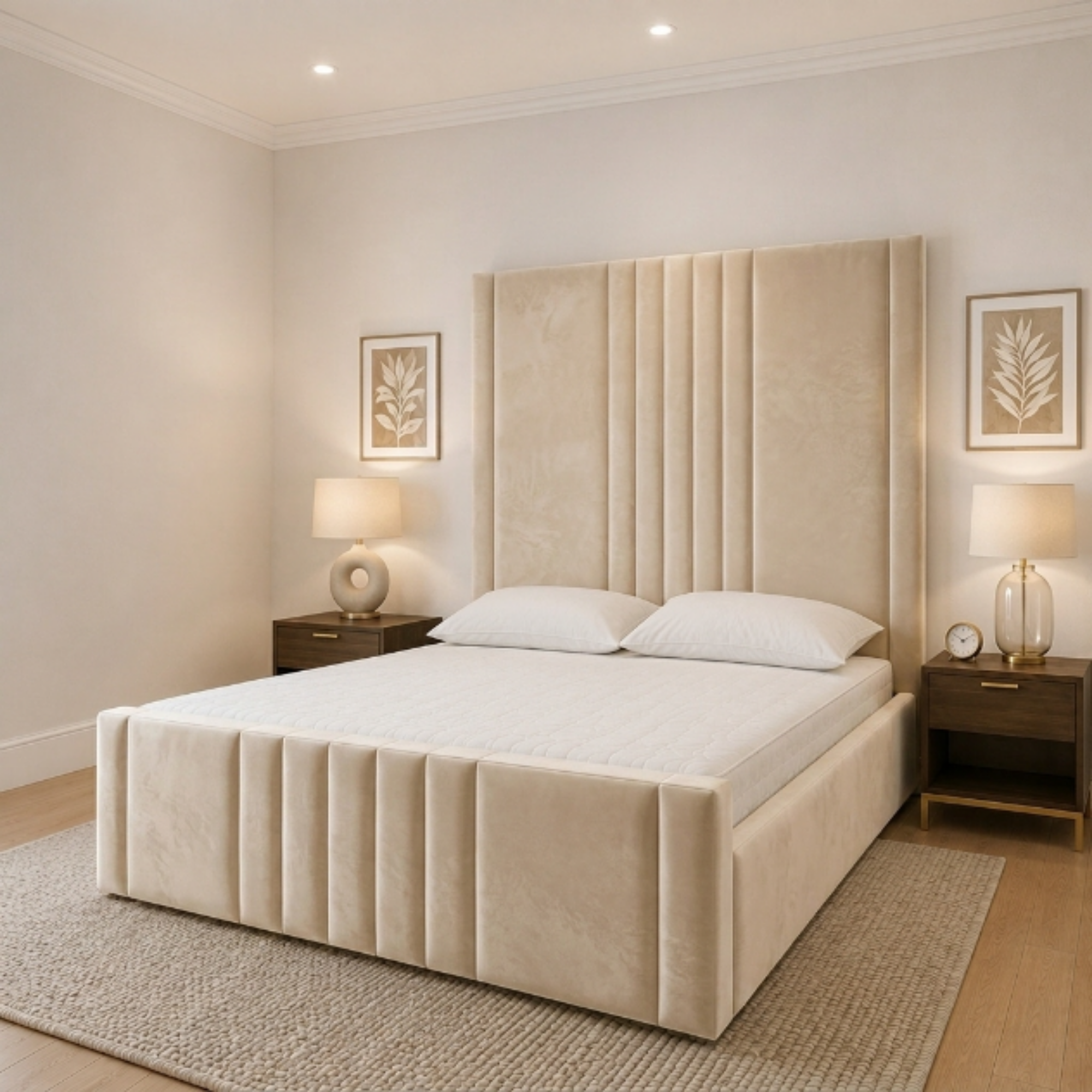 Vertical Line Tall Headboard Bed