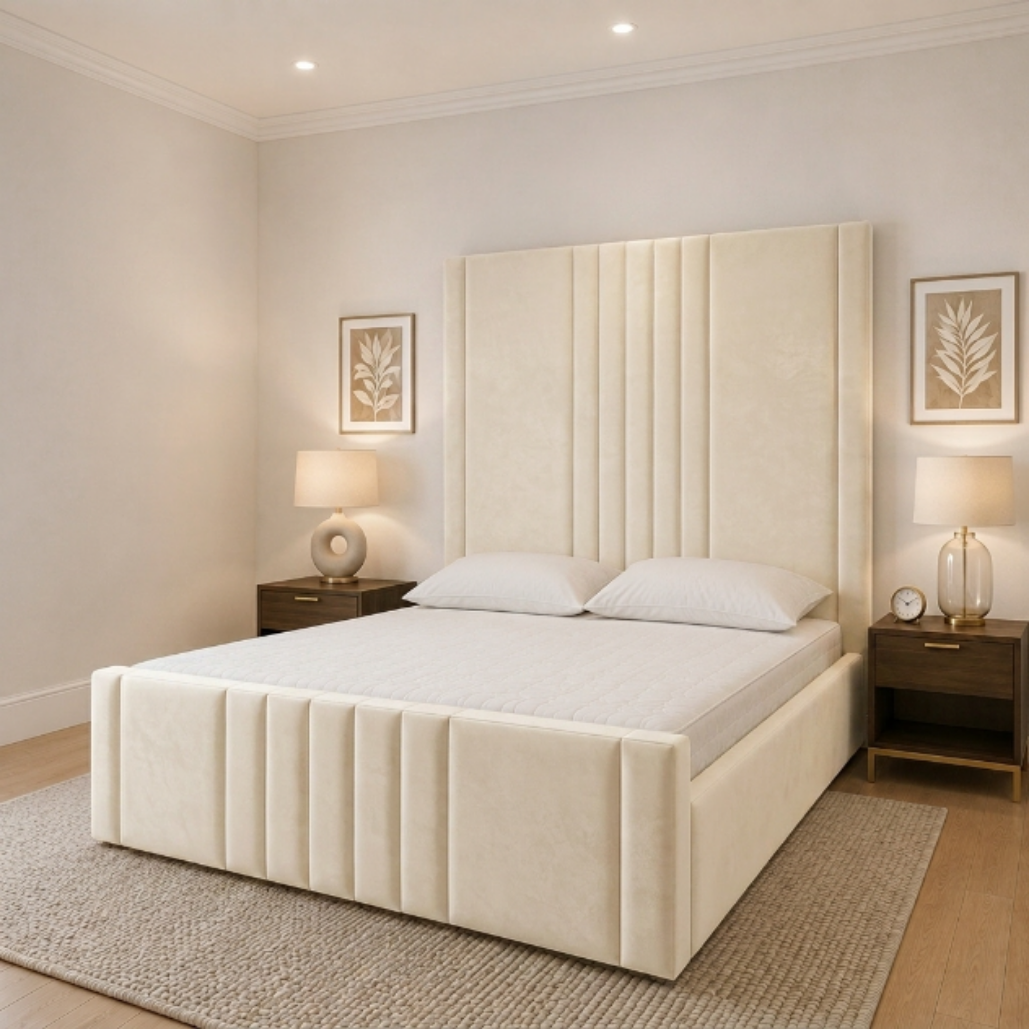 Vertical Line Tall Headboard Bed