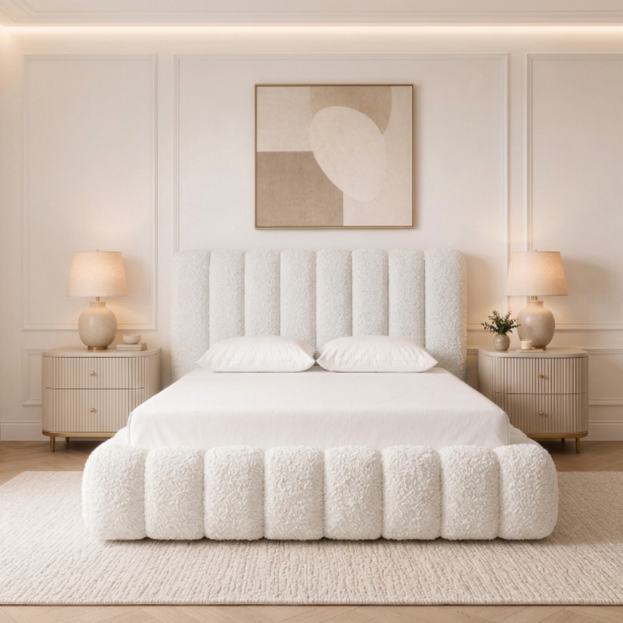 Vertical Line Teddy Bouclé Bed