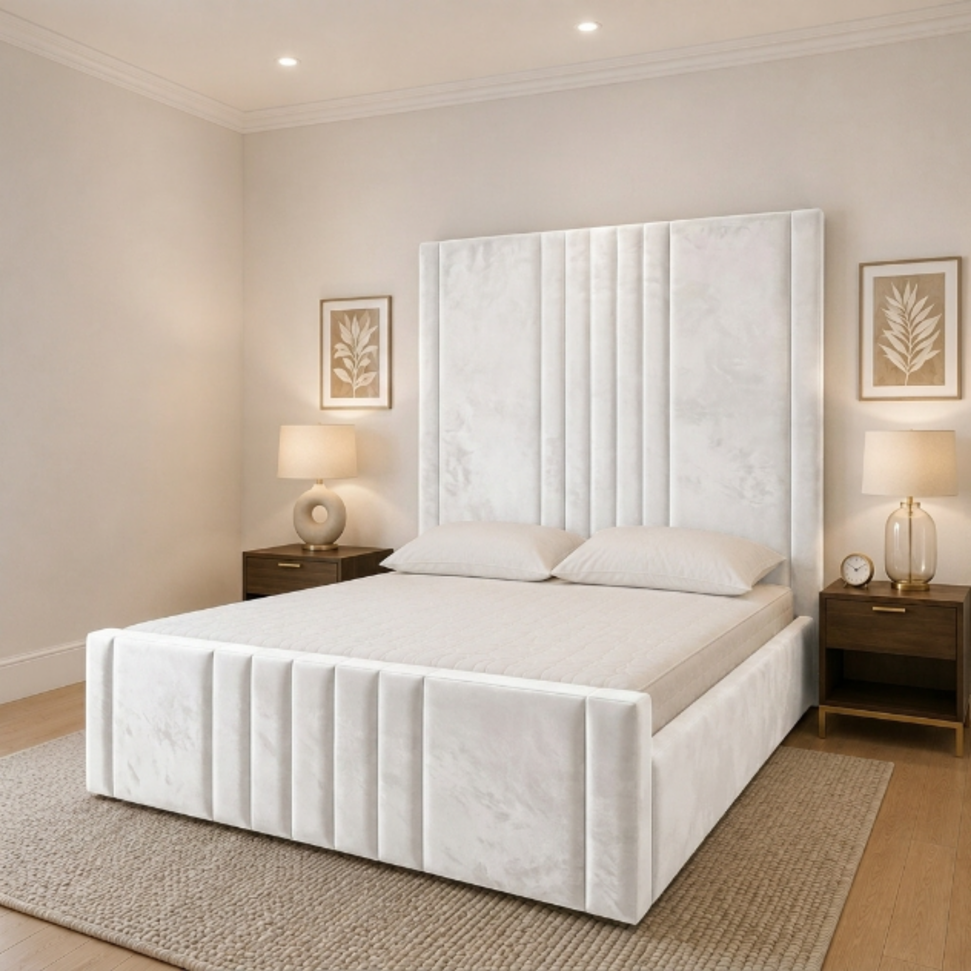Vertical Line Tall Headboard Bed
