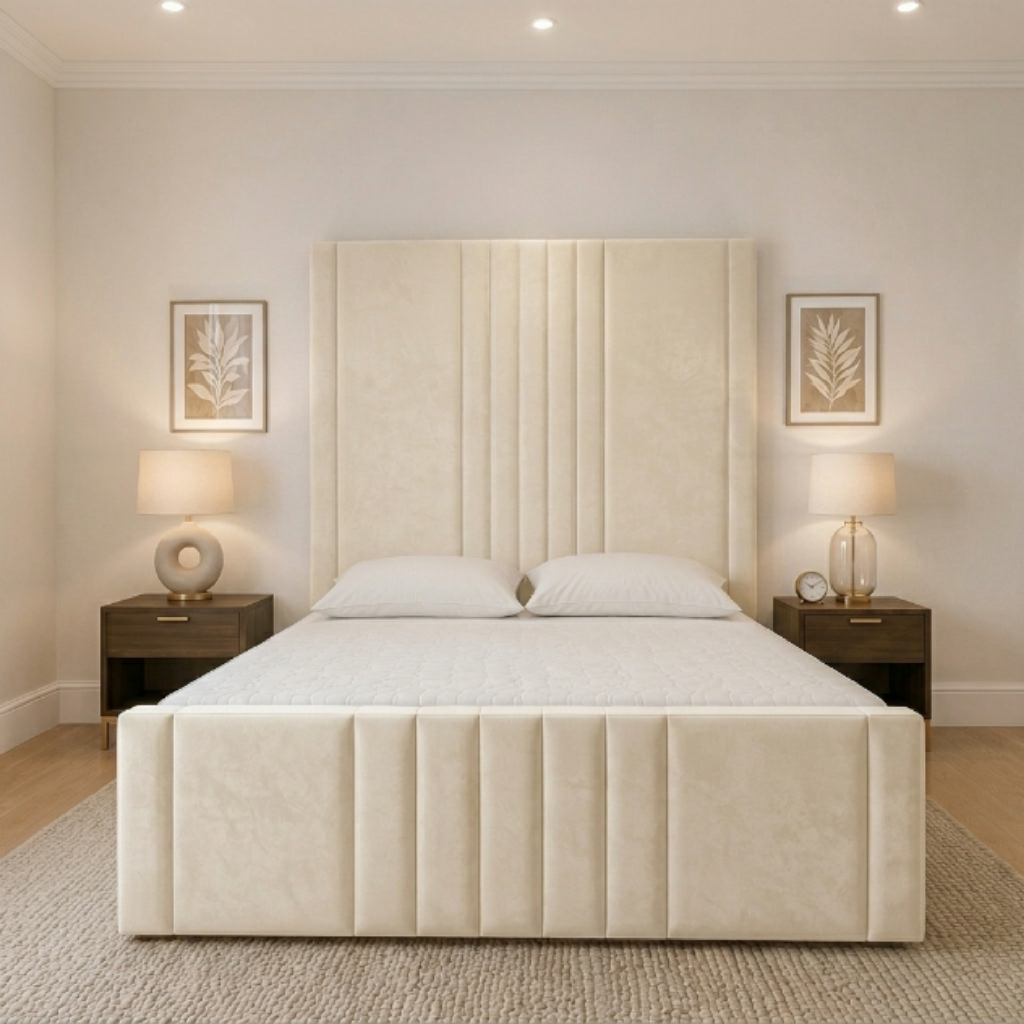 Vertical Line Tall Headboard Bed